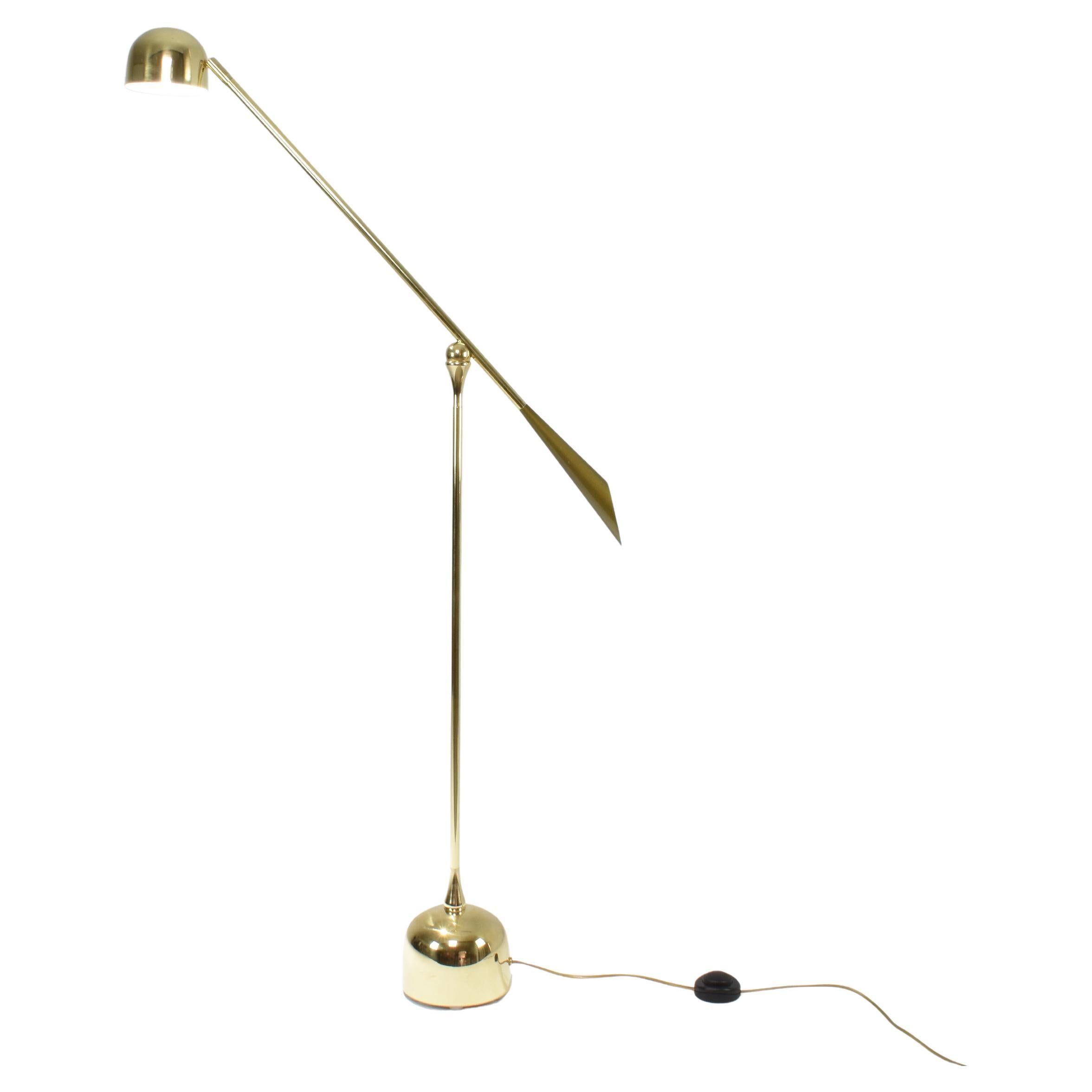De.Light F4 lampadaire contemporain articulé en laiton, collection Flow