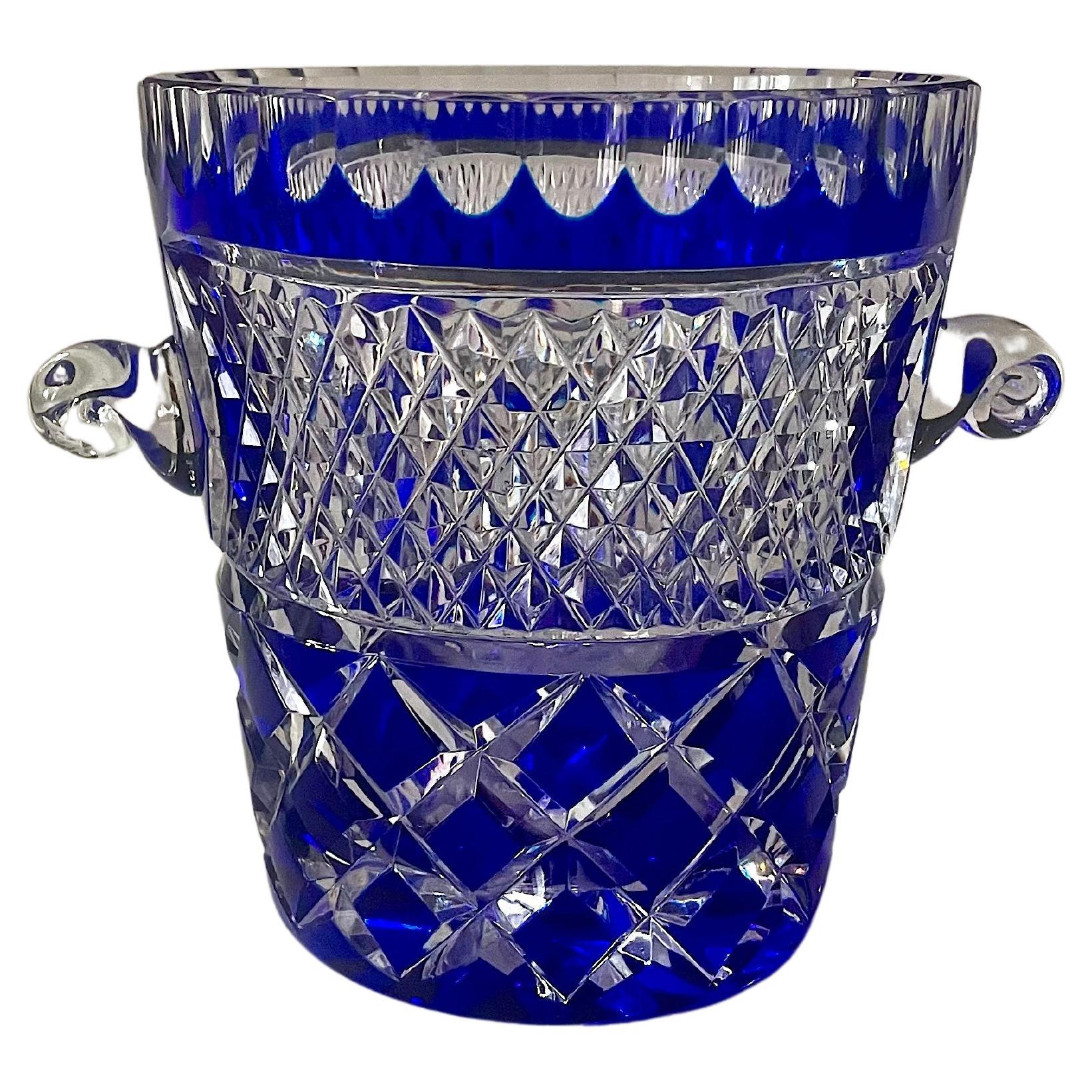 1980's French Vintage Crystal De Boheme Ice Bucket For Sale