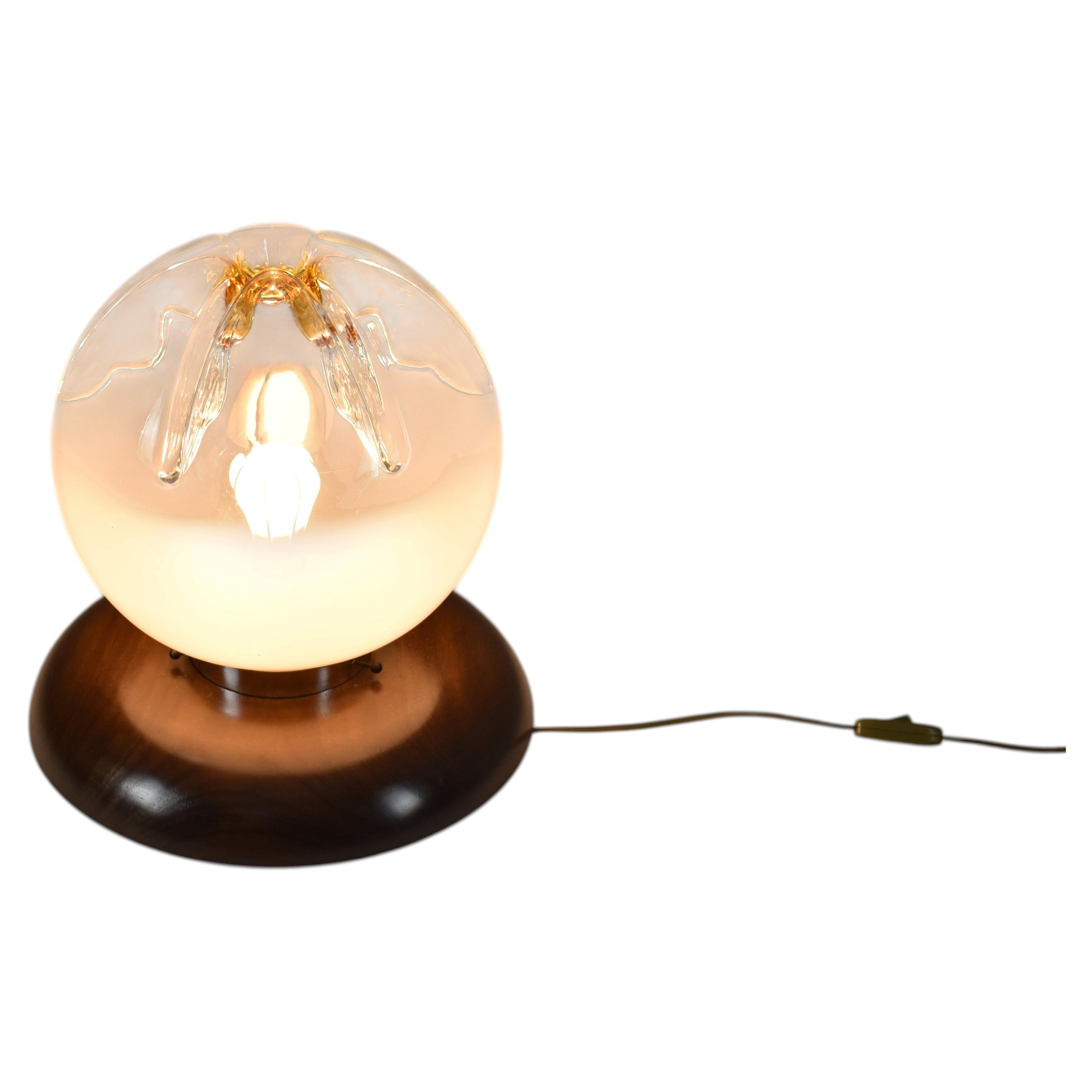 Italian Mid-Century Modern Murano Glass Spherical Globe Table Lamp, 1970s