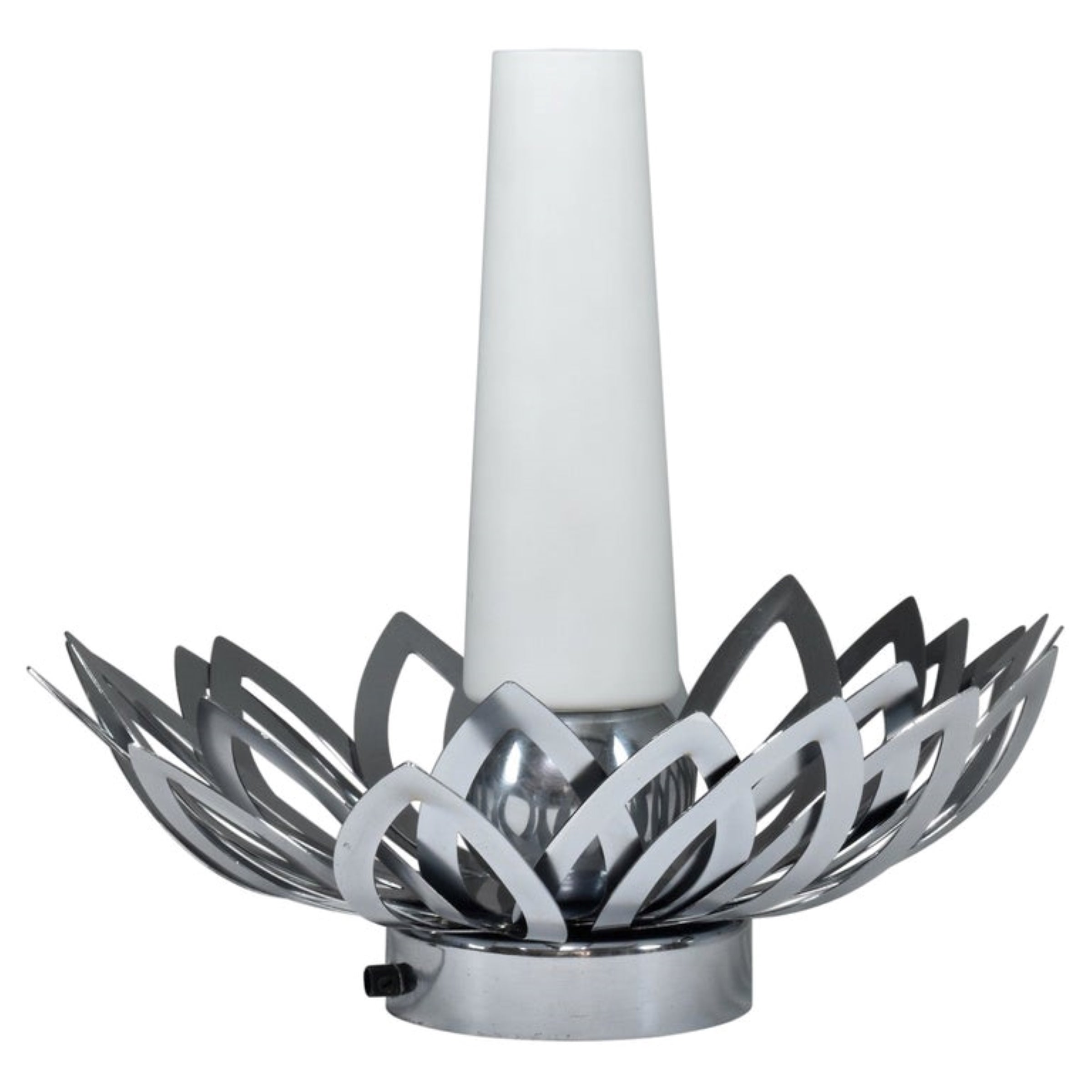Lampada a fiore in acciaio inossidabile degli anni '70 di Jacqueline Trocmé in vendita