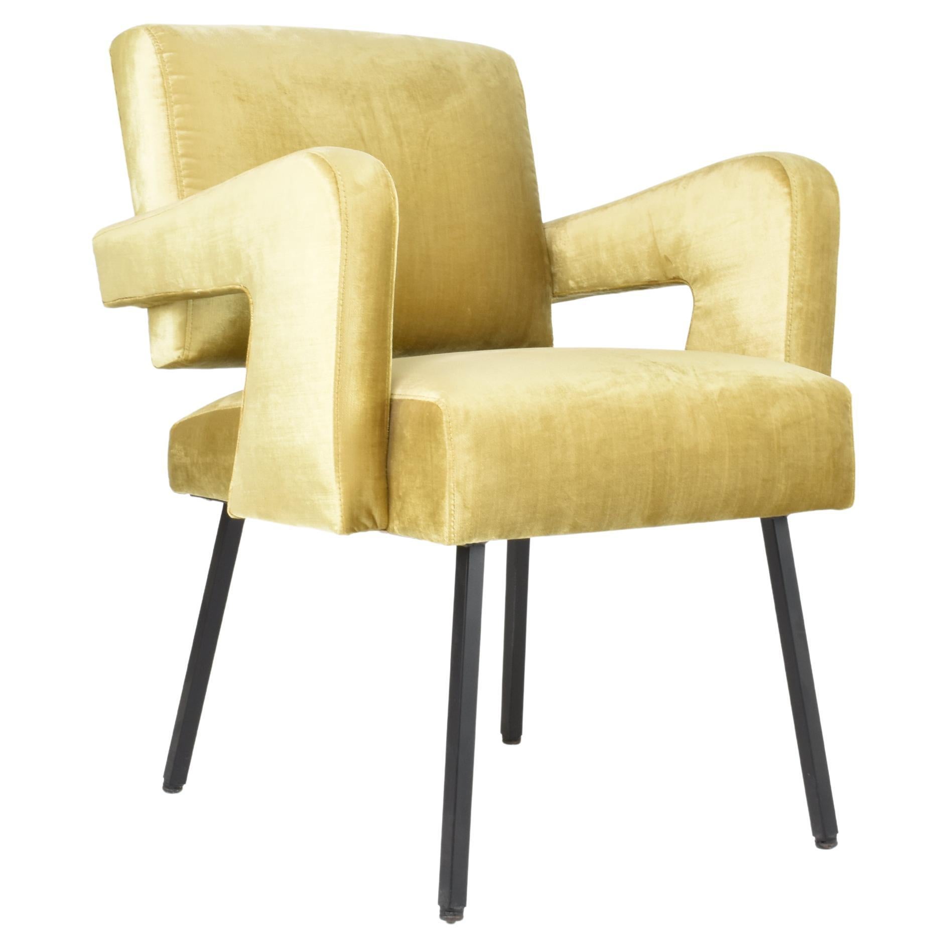 Jacques Adnet French Presidential Velvet Armchair, 1950s
