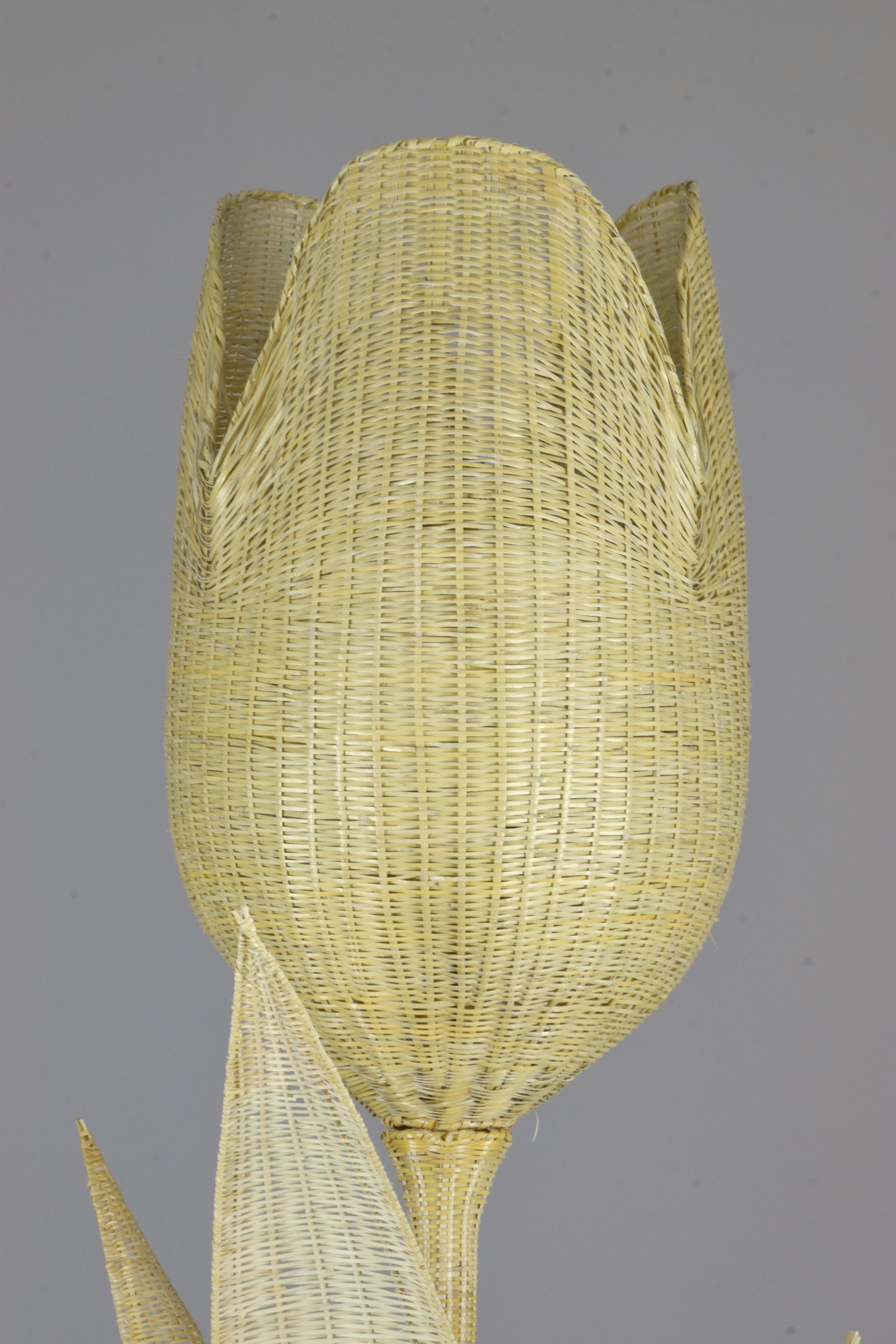 Flo Handwoven Wicker Flower Floor Lamp For Sale 4