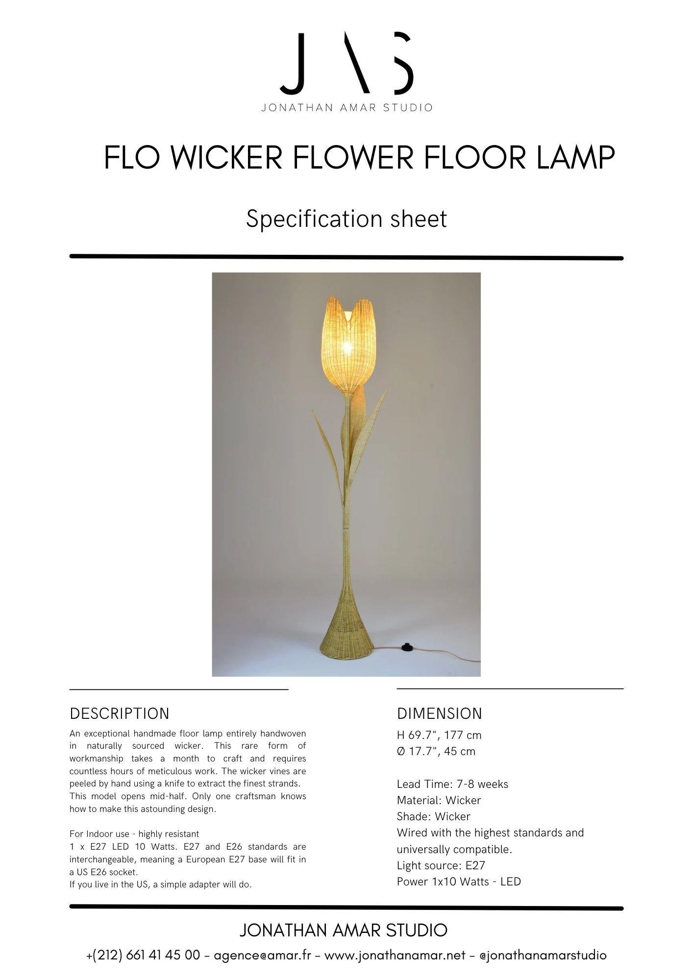 Flo Handwoven Wicker Flower Floor Lamp For Sale 10