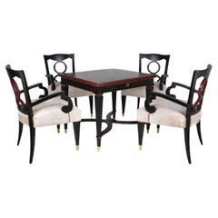 Satz von 4 restaurierten italienischen Esstischsesseln mit Spieltisch, 1960er Jahre