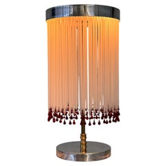 IDRIA‑T2 Table Lamp in Nickel-Plated Brass with White Glass and Red Drops