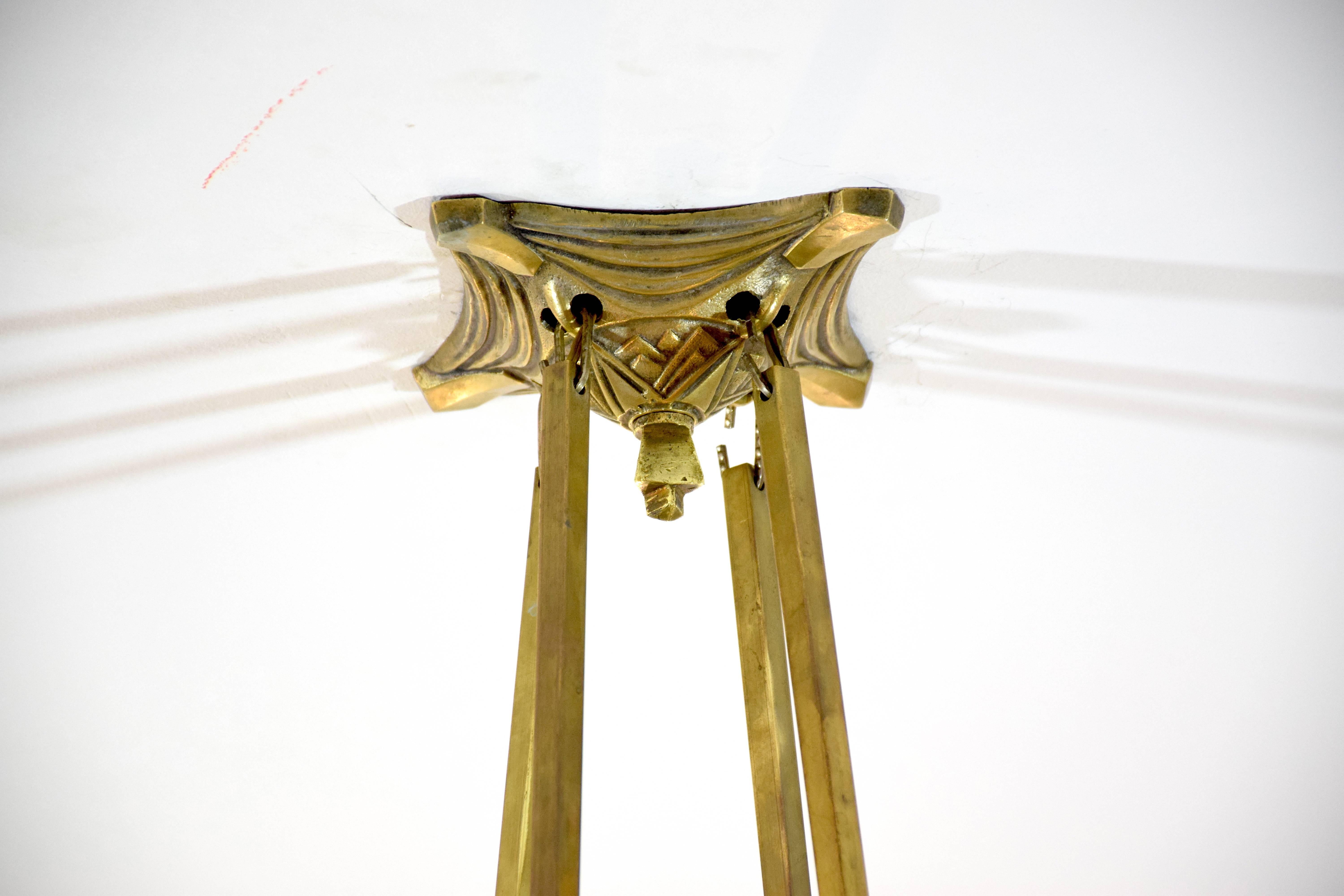 1930's Art Deco Bronze Chandelier by Muller Frères, France 2