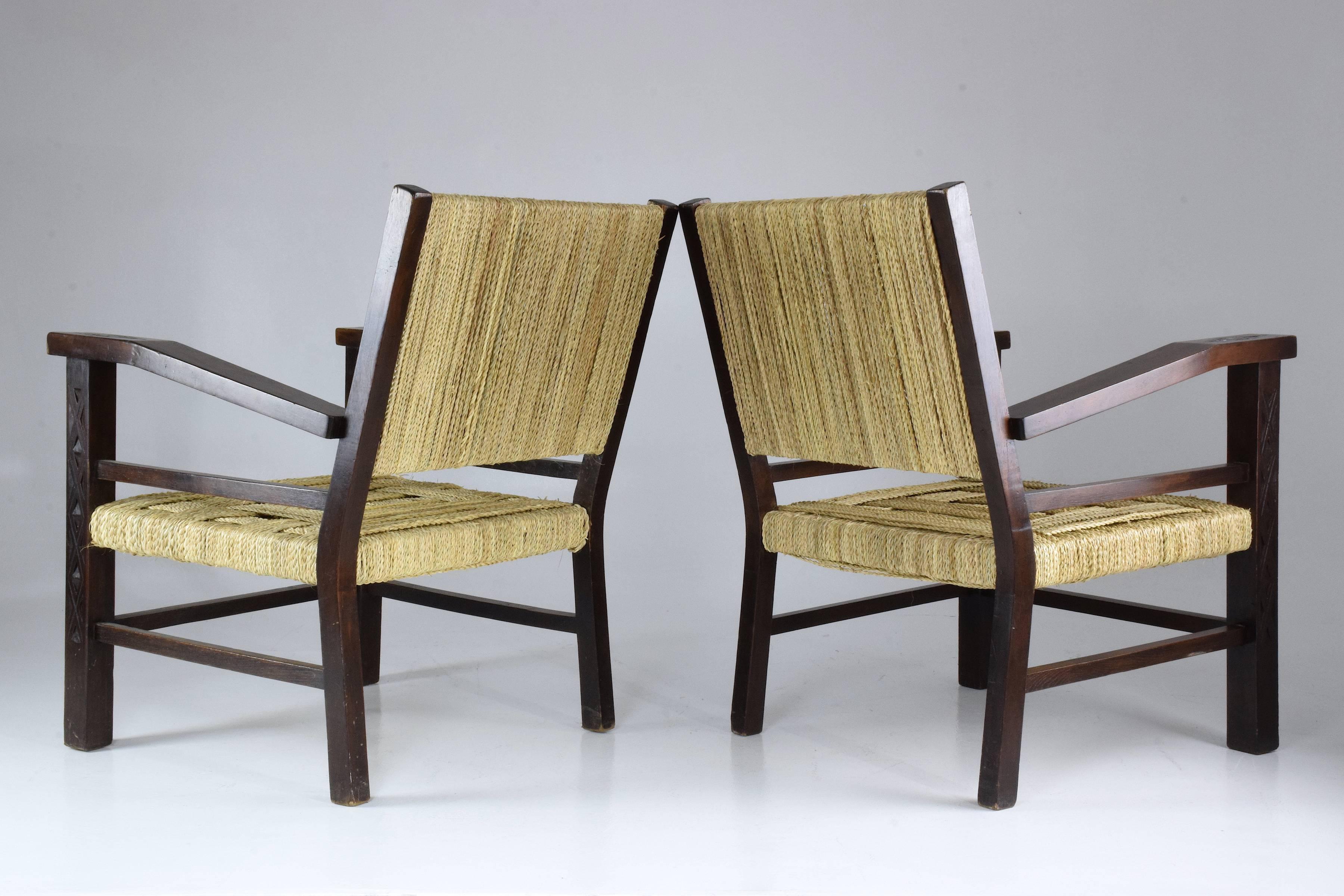 French Pair of Art Deco Armchairs by Francis Jourdain, 1930's  In Good Condition In Paris, FR