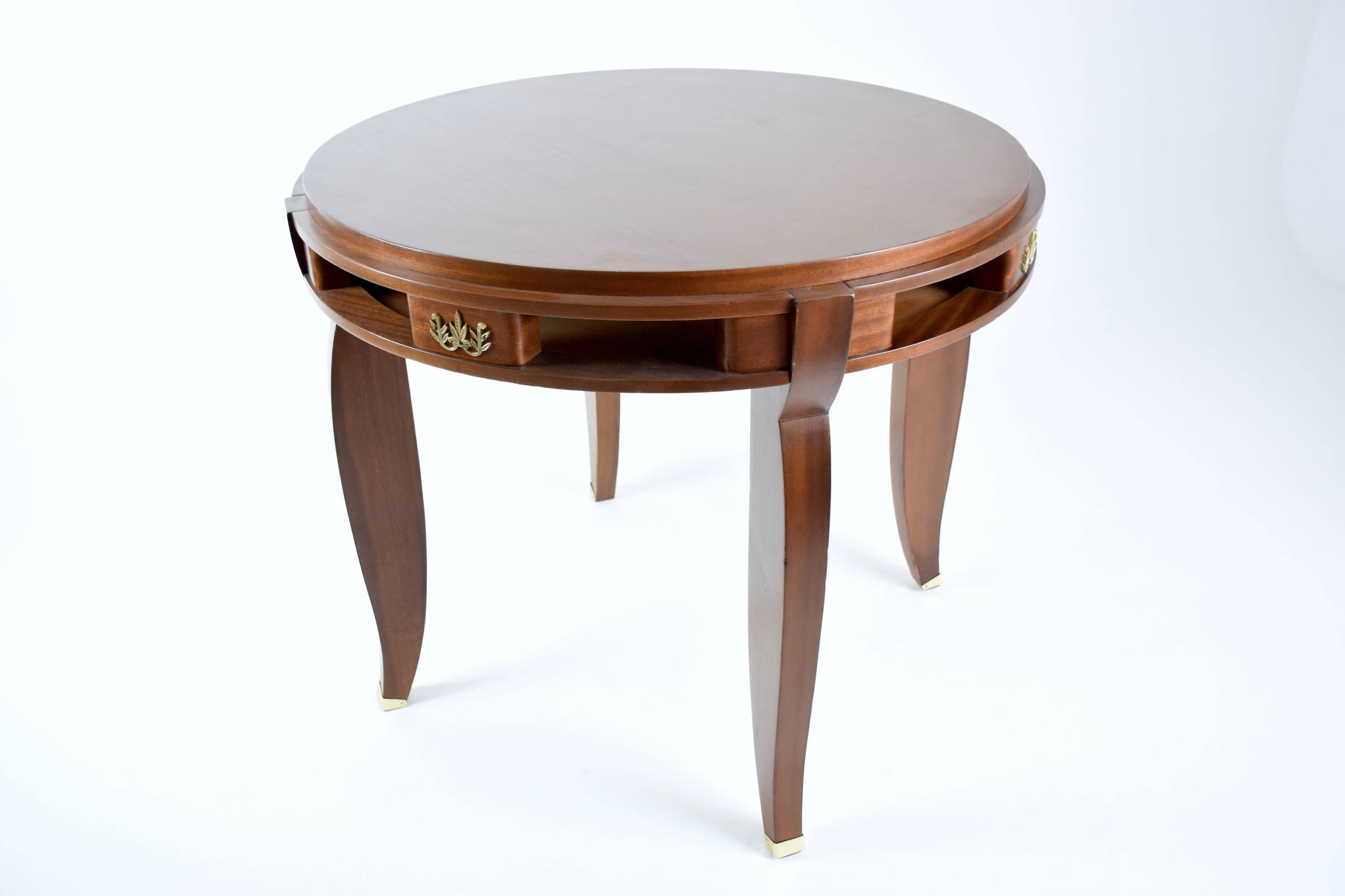 Rosewood French Art Deco Game Table by Jules Leleu, 1930's