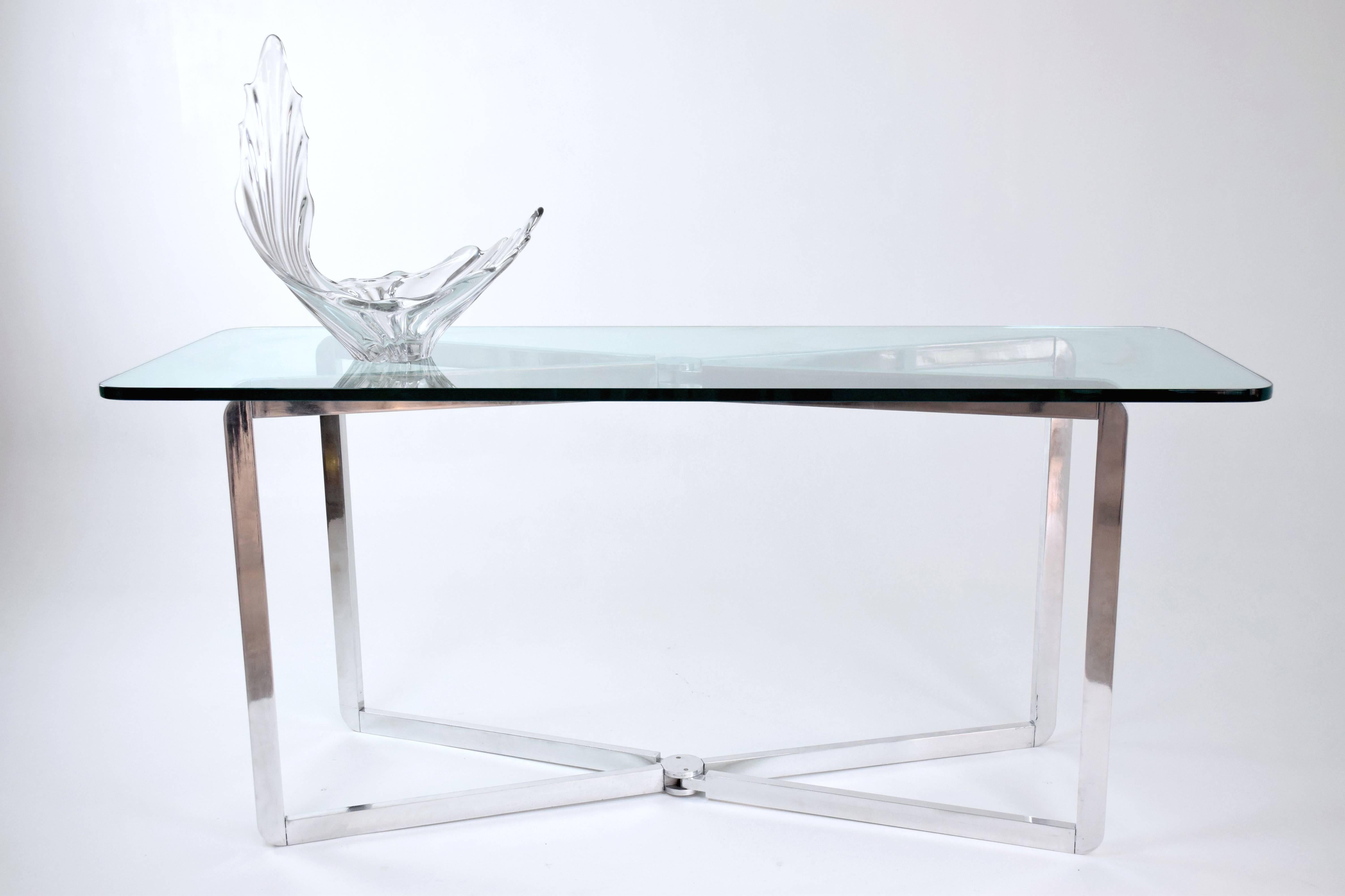 French 20th Century Vintage Folding Aluminium Console Table by Michel Boyer, 1970s
