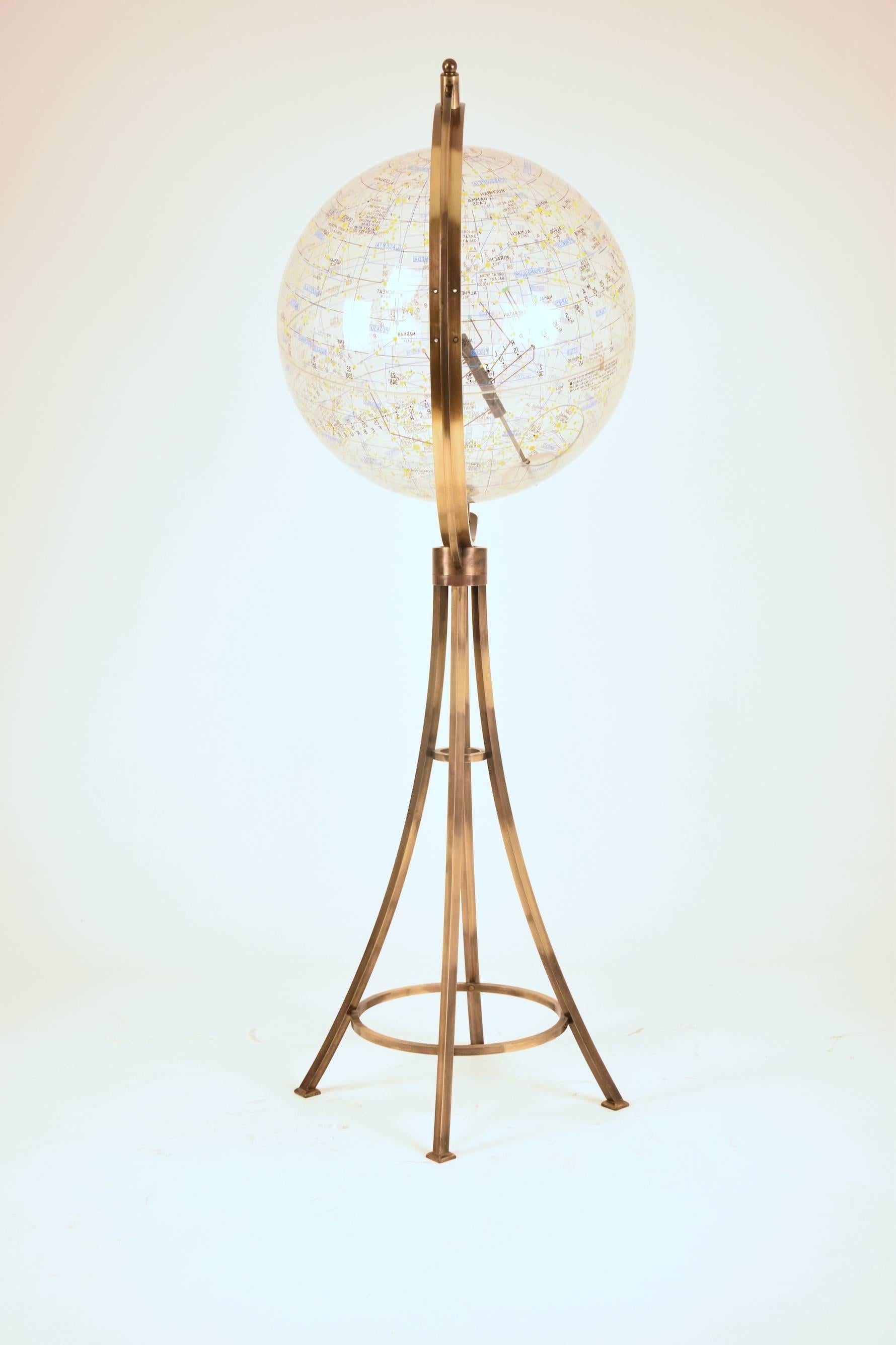 Mid-Century Modern 1970's  Brass Celestial Globe