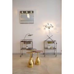 French Vintage Steel Cabinet Cart with Shelves and Rollers, 1960s