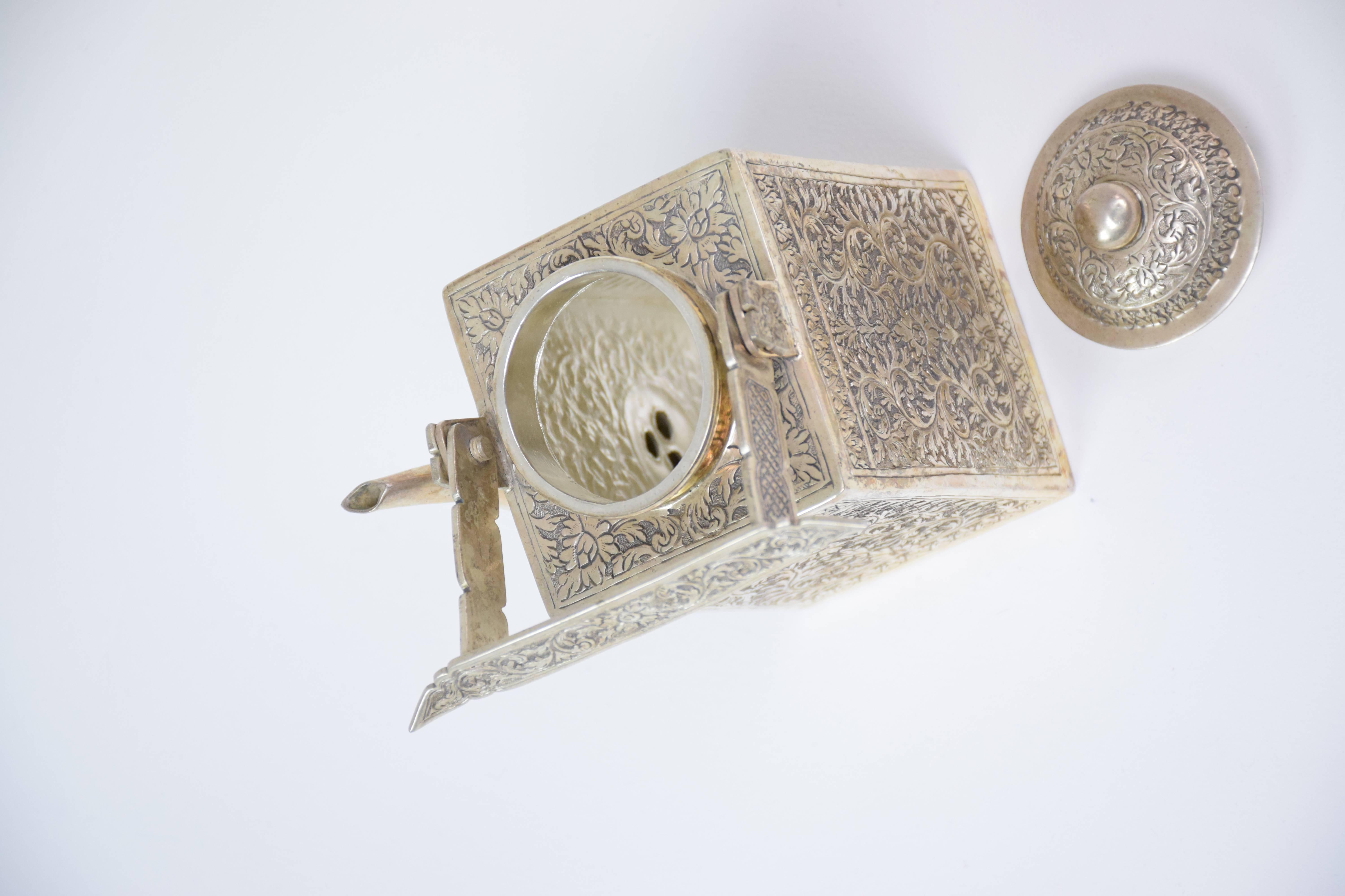 Antique Asian Silver Engraved Teapot 4