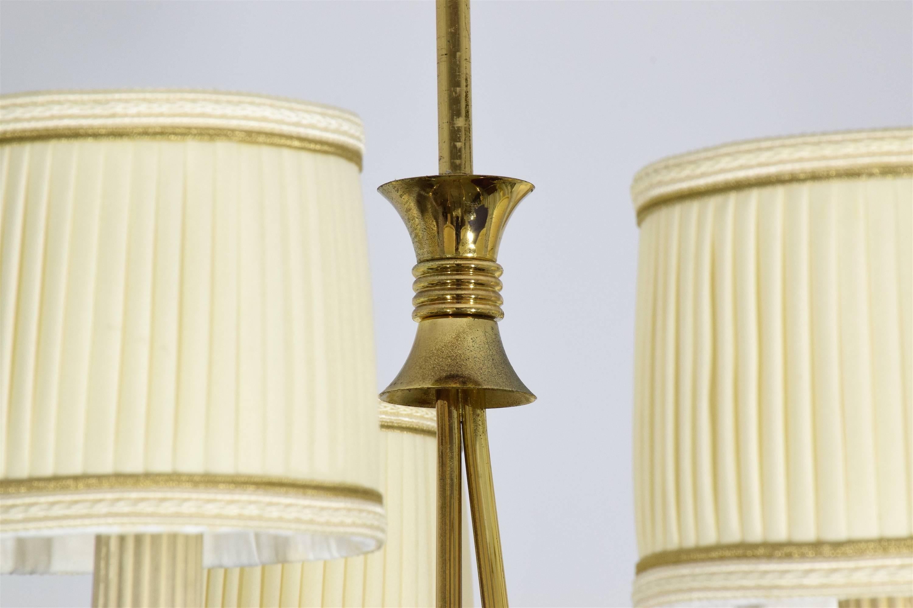 Brass  Italian Eight-Arm Mid-Century Chandelier, 1950-1960 