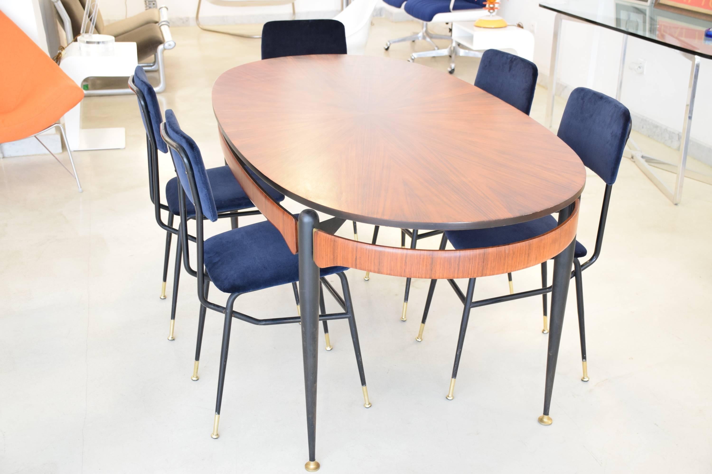  Italian Mid-Century Oval Dining Table, 1950s In Good Condition In Paris, FR