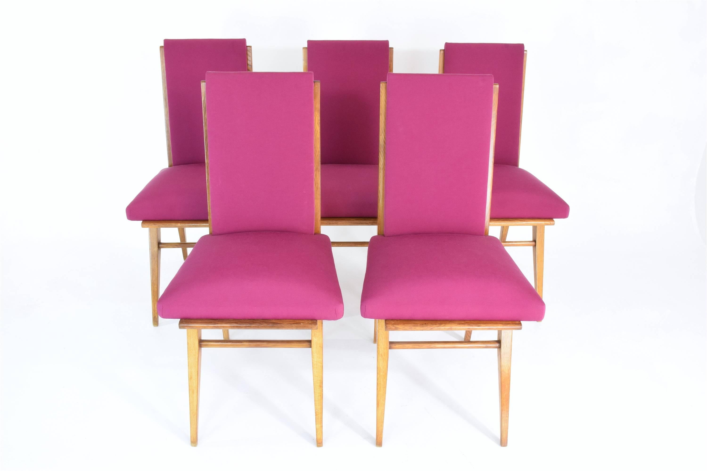 French Art Deco Dining Chairs, Set of Five, 1940s 3