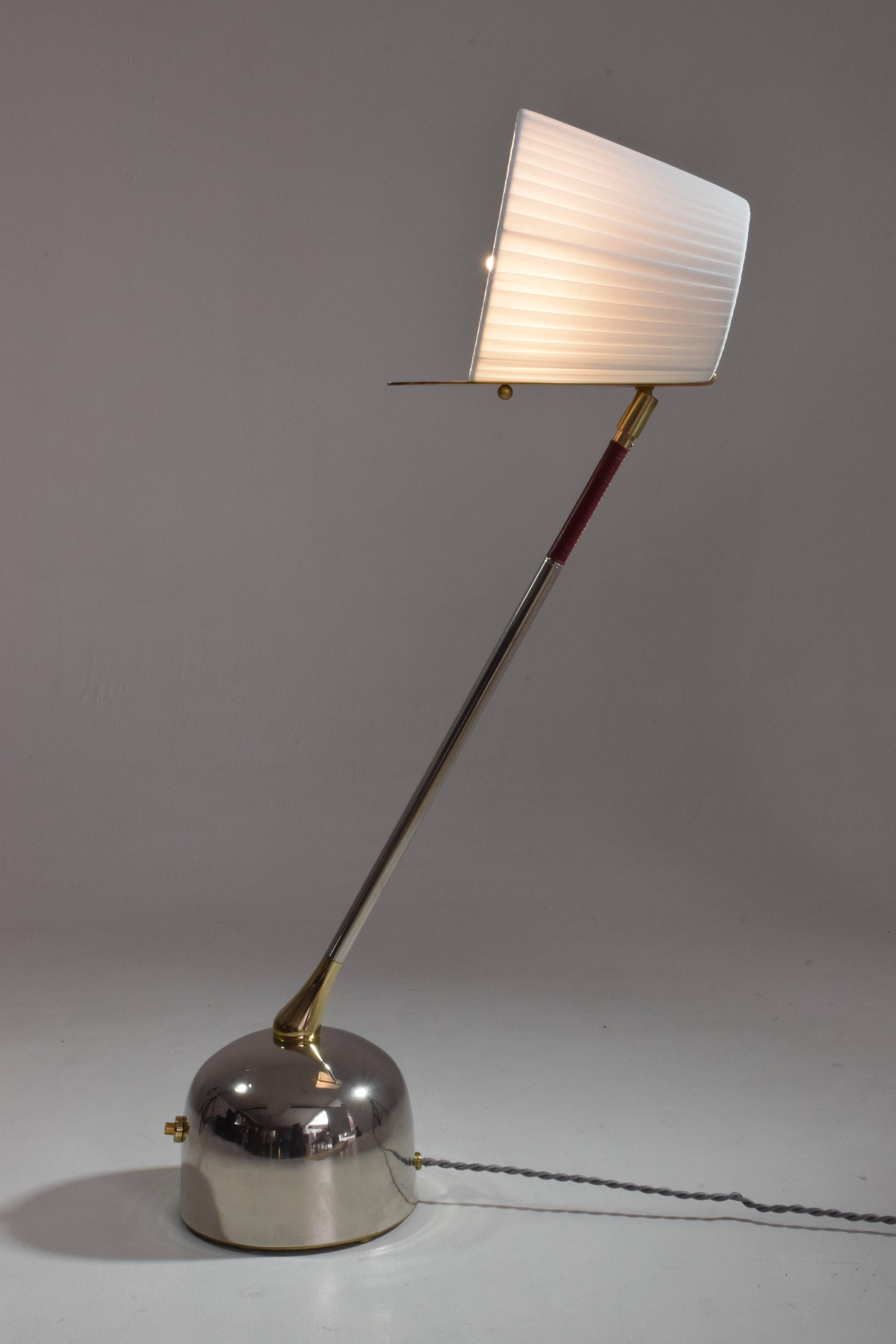 Polished Infinitus-V Contemporary Articulating Brass Table Lamp, Flow Collection