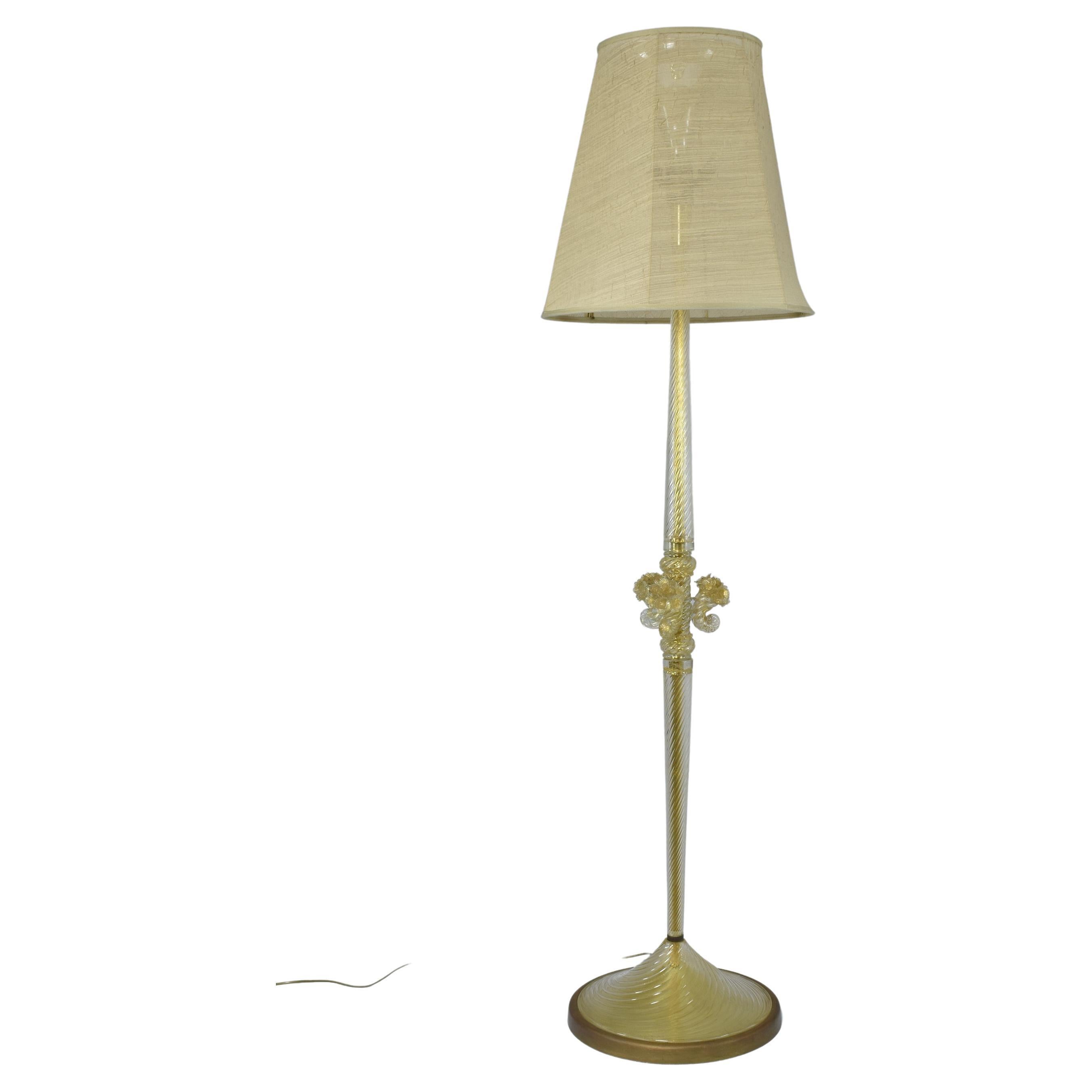 Italian Gold Murano Floor Lamp by Barovier Ercole, 1950s In Good Condition For Sale In Paris, FR