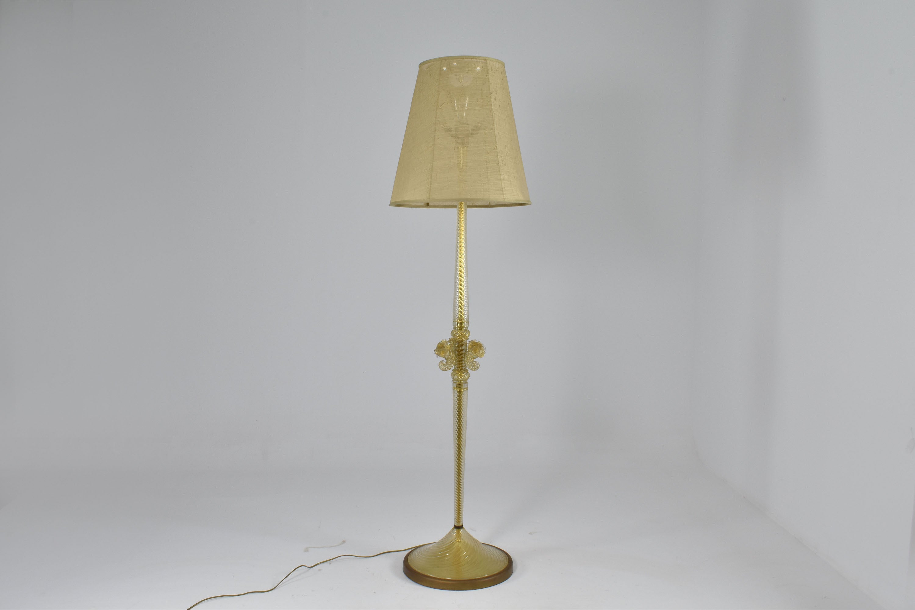 Italian Gold Murano Floor Lamp by Barovier & Toso, 1950s For Sale