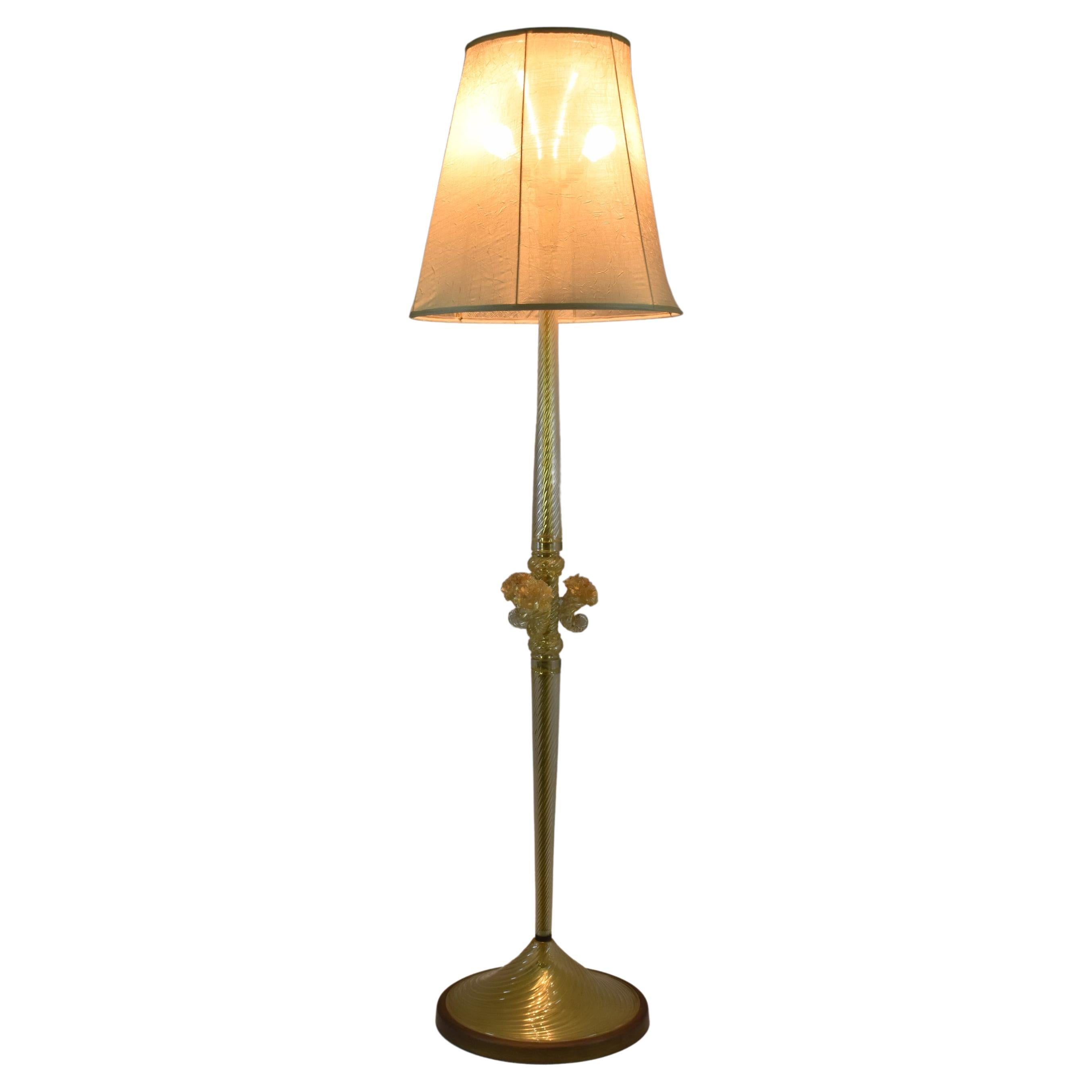 Italian Gold Murano Floor Lamp by Barovier Ercole, 1950s For Sale
