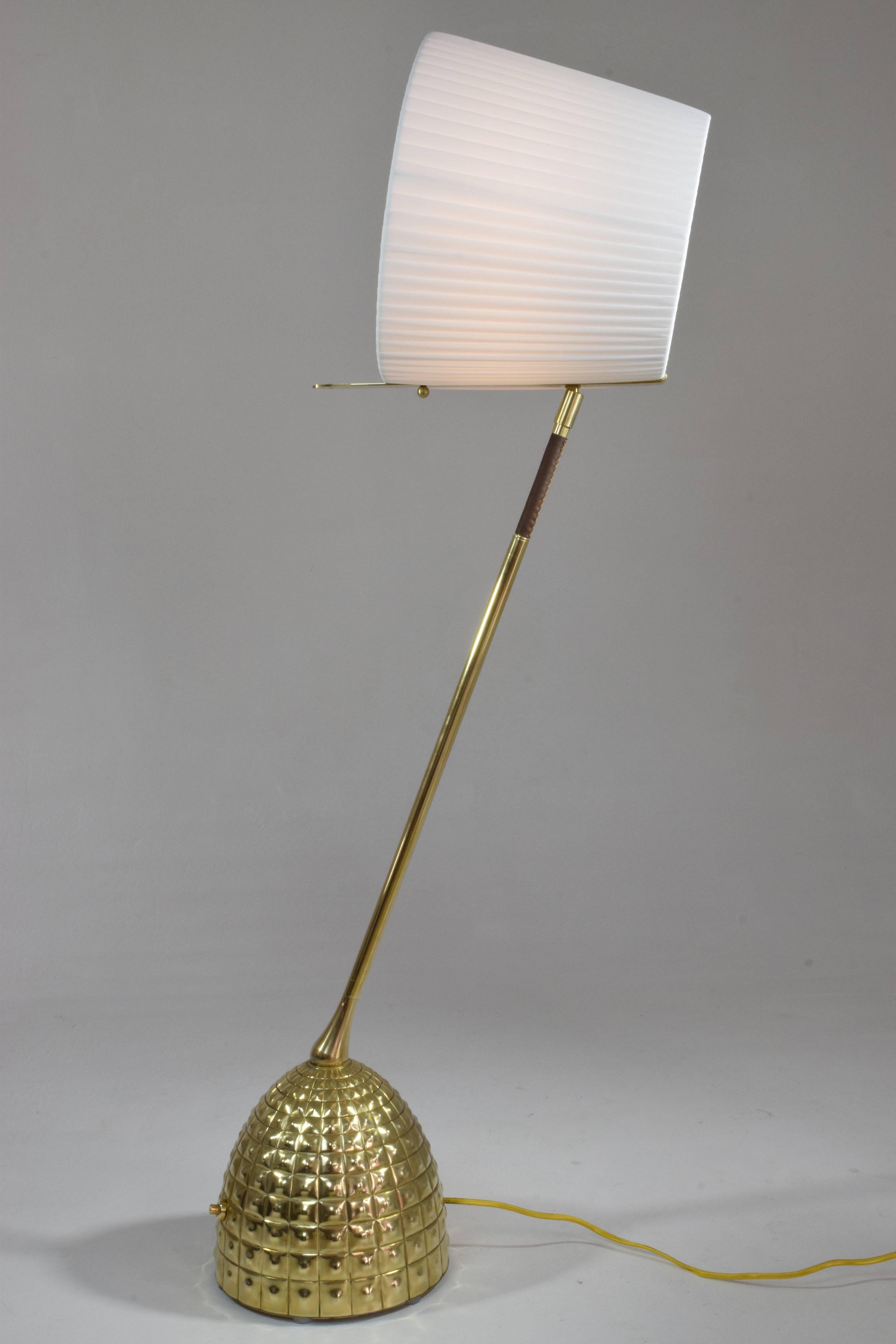 Infinitus-VI Tall Contemporary Brass Table Lamp, Flow Collection 2