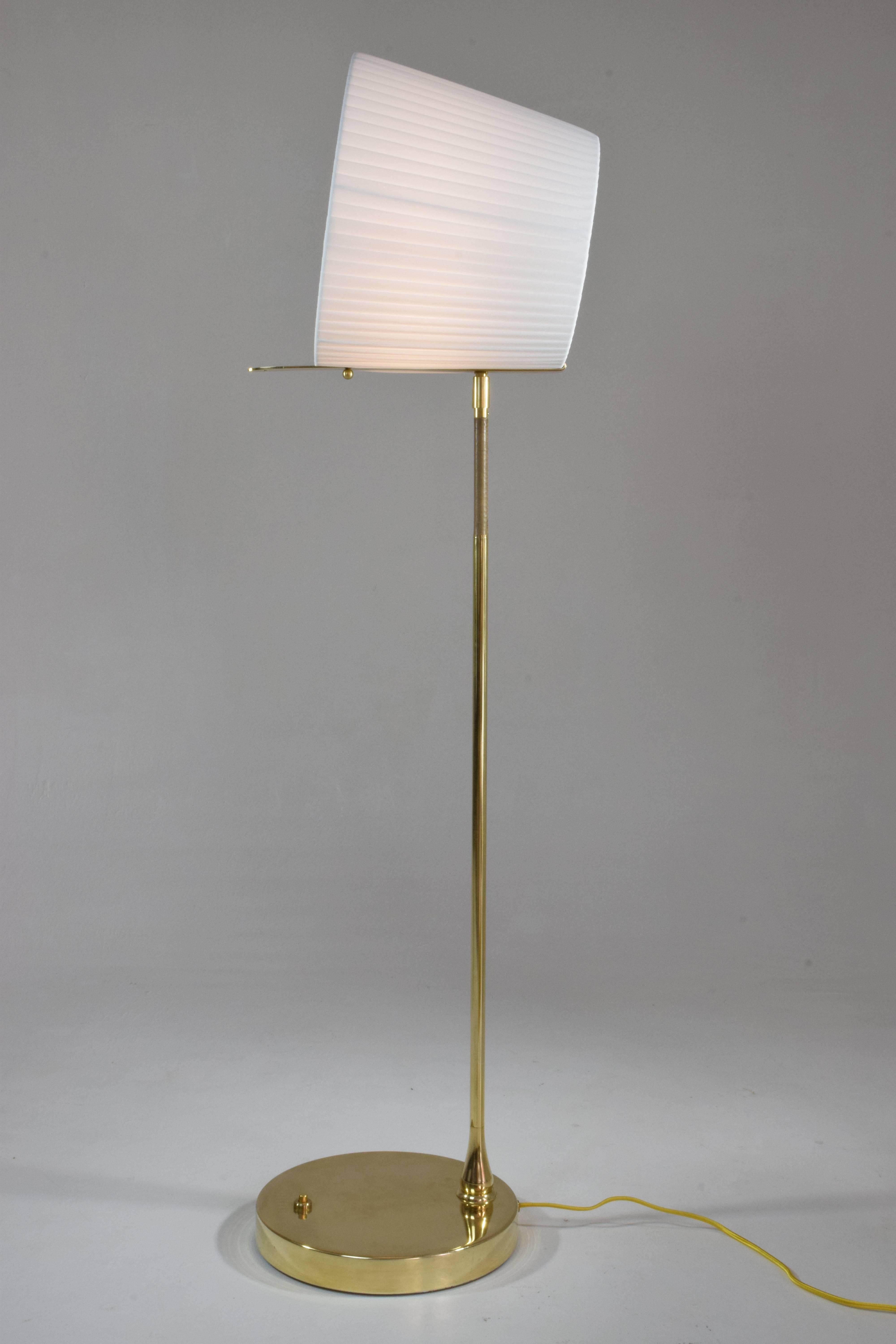 French Infinitus-I Tall Contemporary Handcrafted Brass Table Lamp, Flow Collection