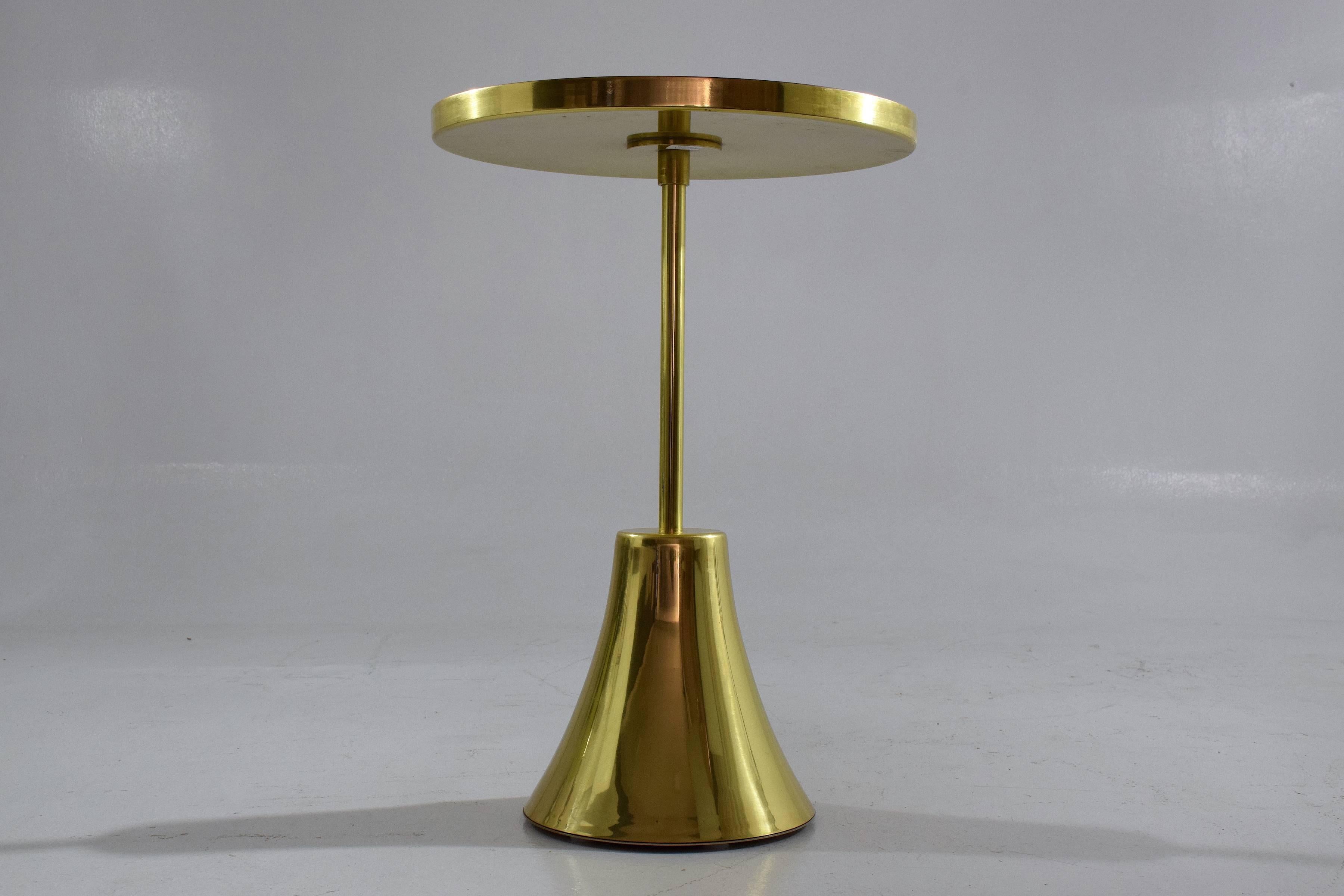 Hand-Carved Z-II-I Contemporary Brass Mosaic Side Table, Flow Collection For Sale