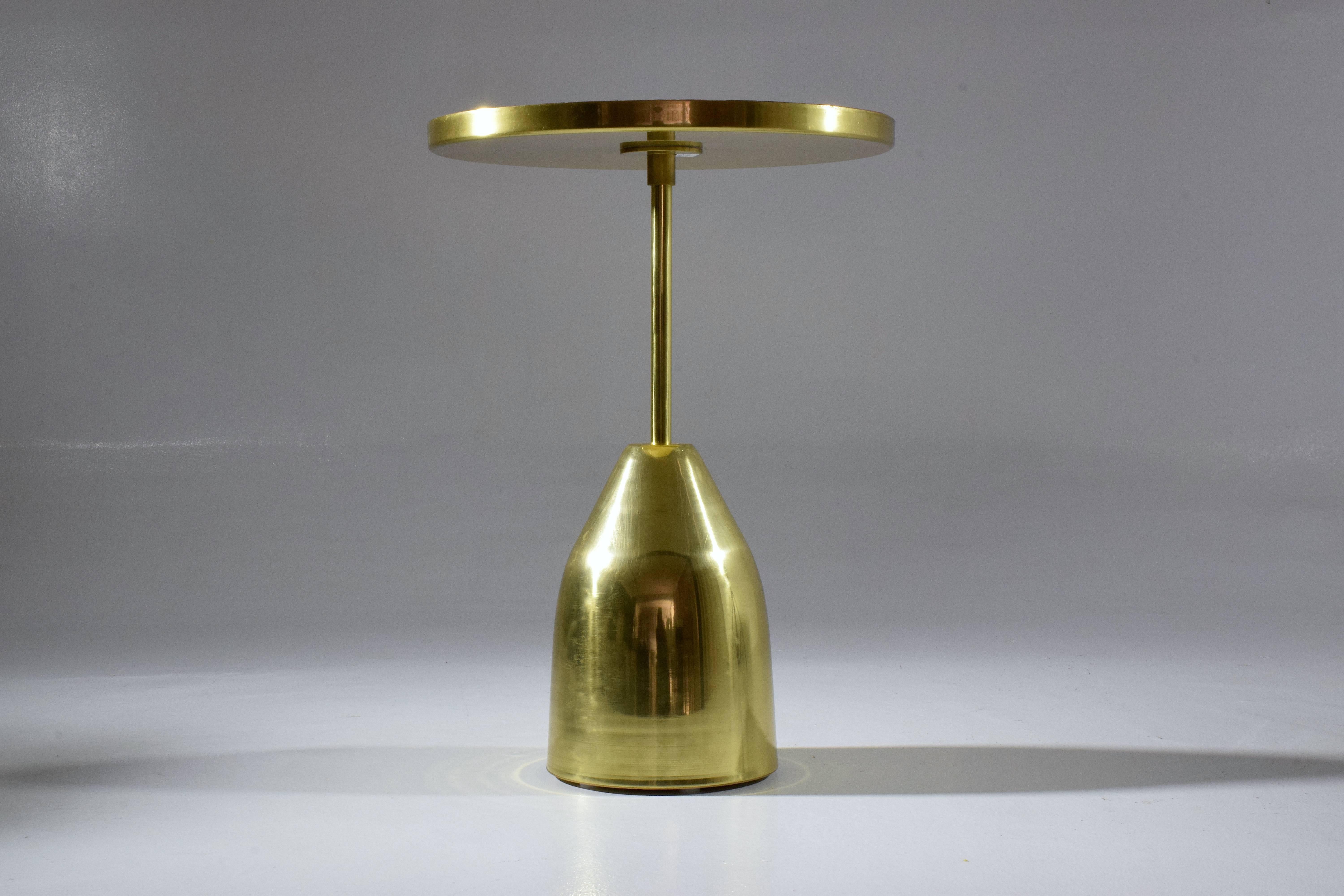 Zel Ora Contemporary Brass Mosaic Side Table, Flow Collection  2
