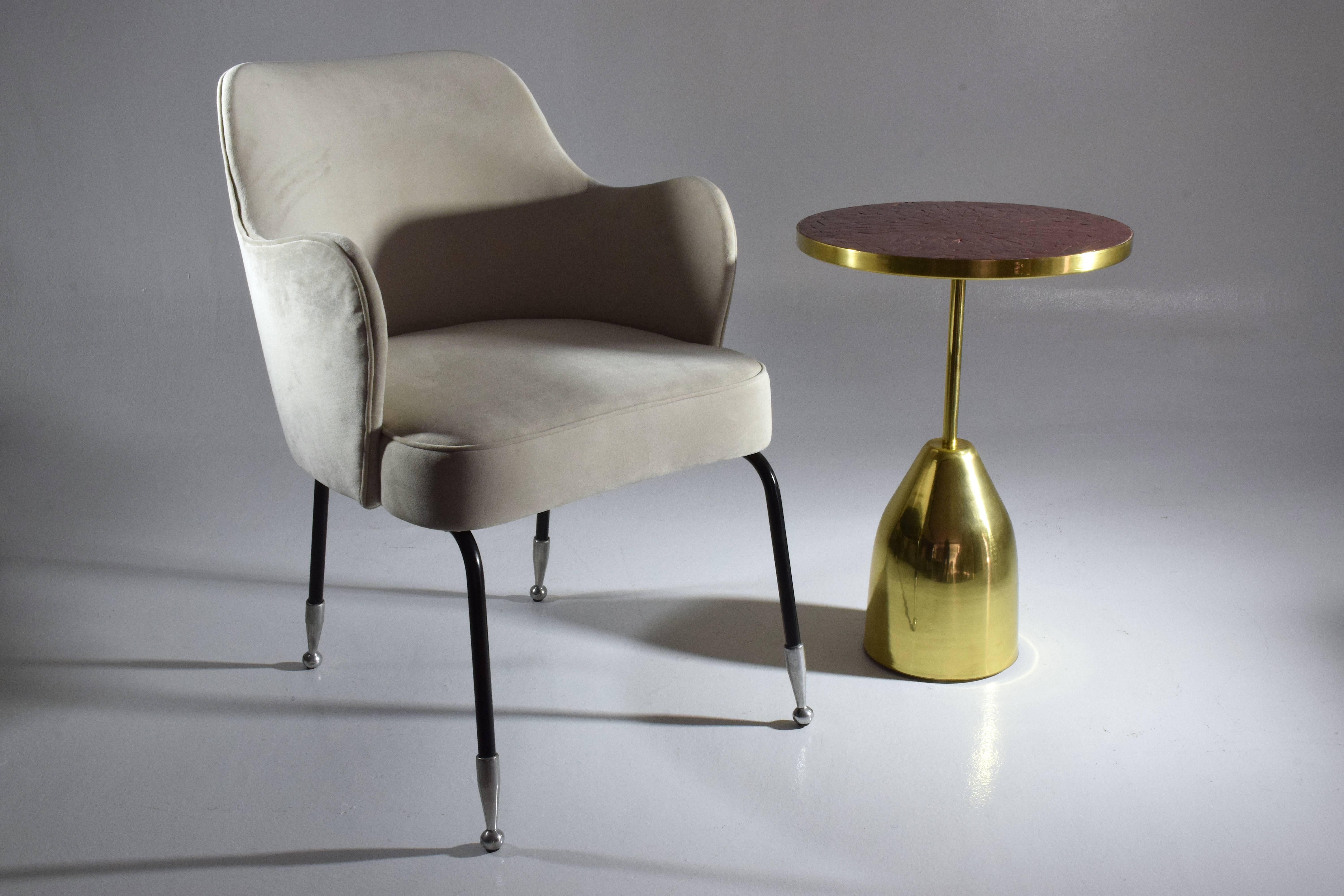 Zel Ora Contemporary Brass Mosaic Side Table, Flow Collection  In New Condition In Paris, FR