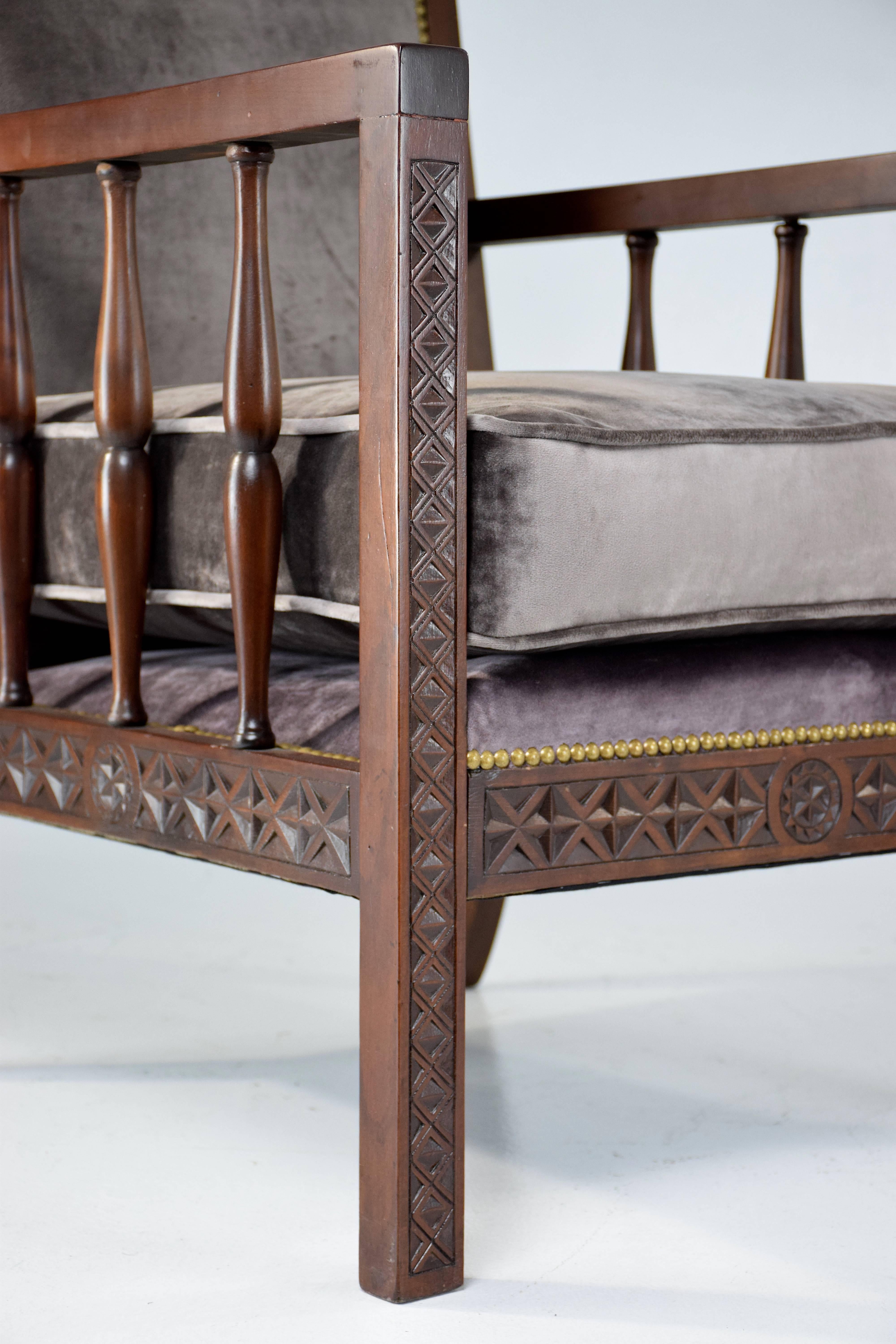 20th Century Vintage Moorish Armchairs and Table, Set of Five, 1930s 2