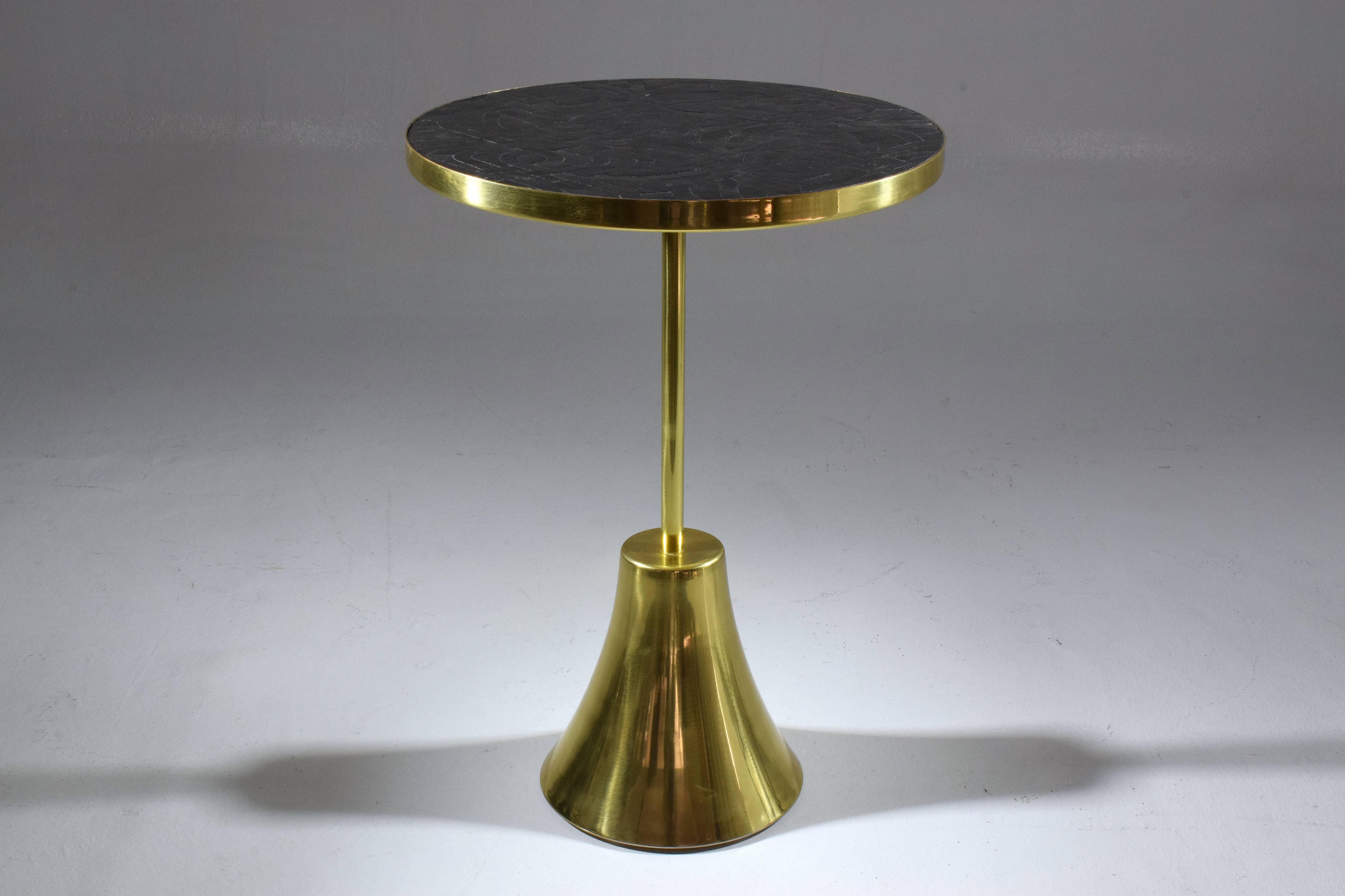 Set of Three Contemporary Brass Mosaic Side Tables, Flow Collection In New Condition For Sale In Paris, FR