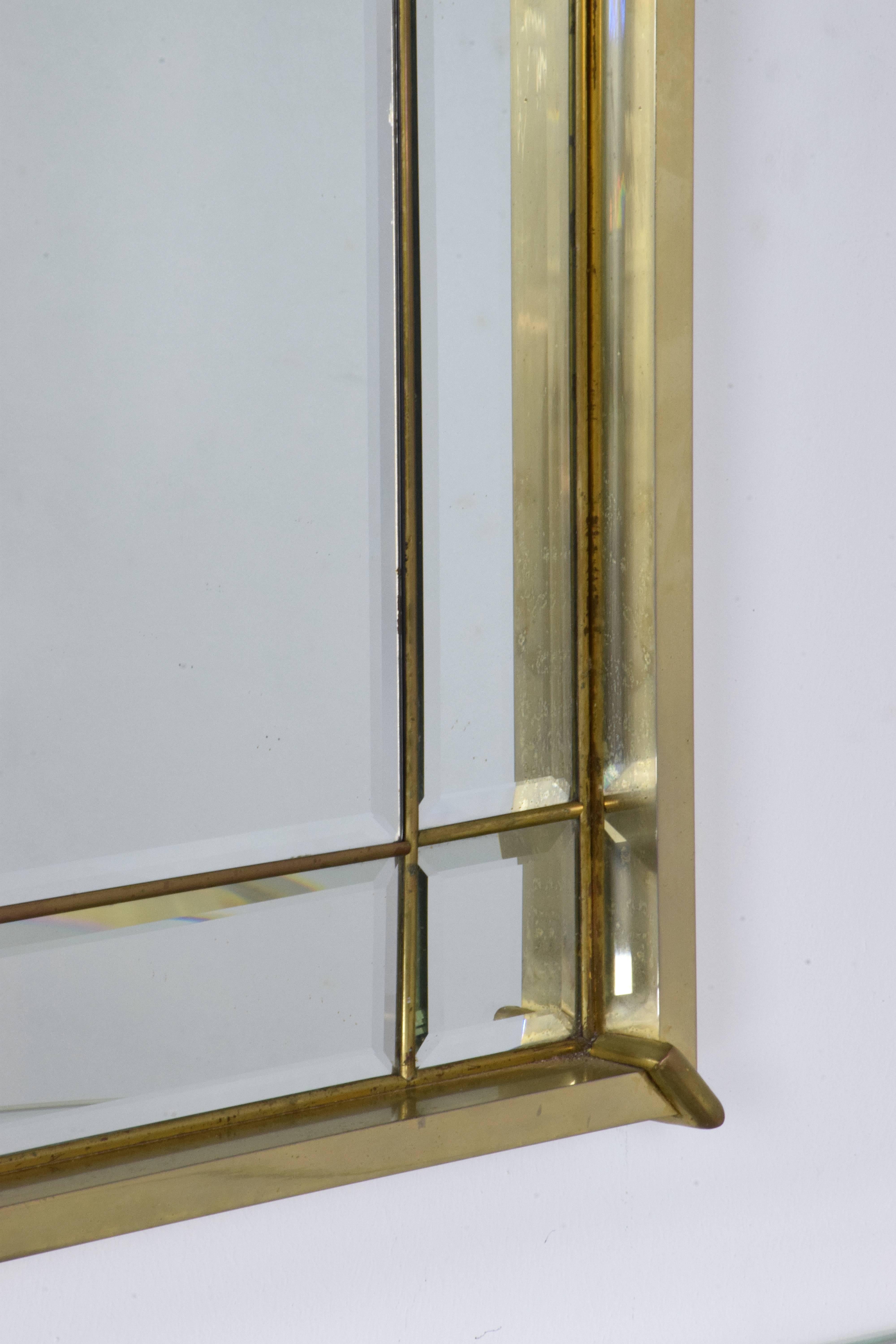 20th Century French Vintage Brass Mirror and Console, 1970s 