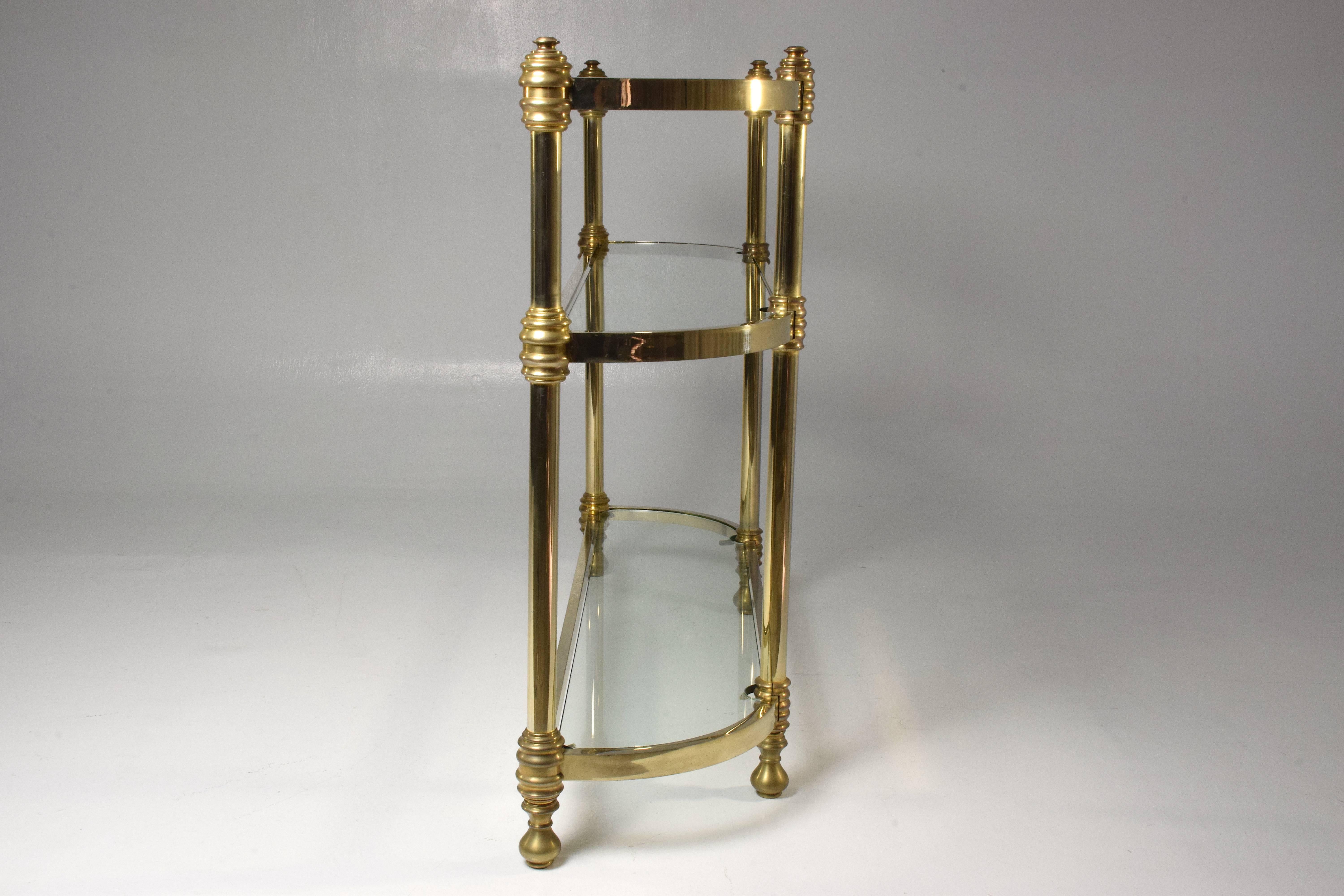 French Vintage Brass Mirror and Console, 1970s  4