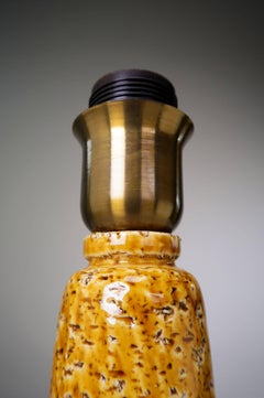 Gunnar Nylund Golden Ochre Chamotte Table Lamp, Rorstrand, 1960s