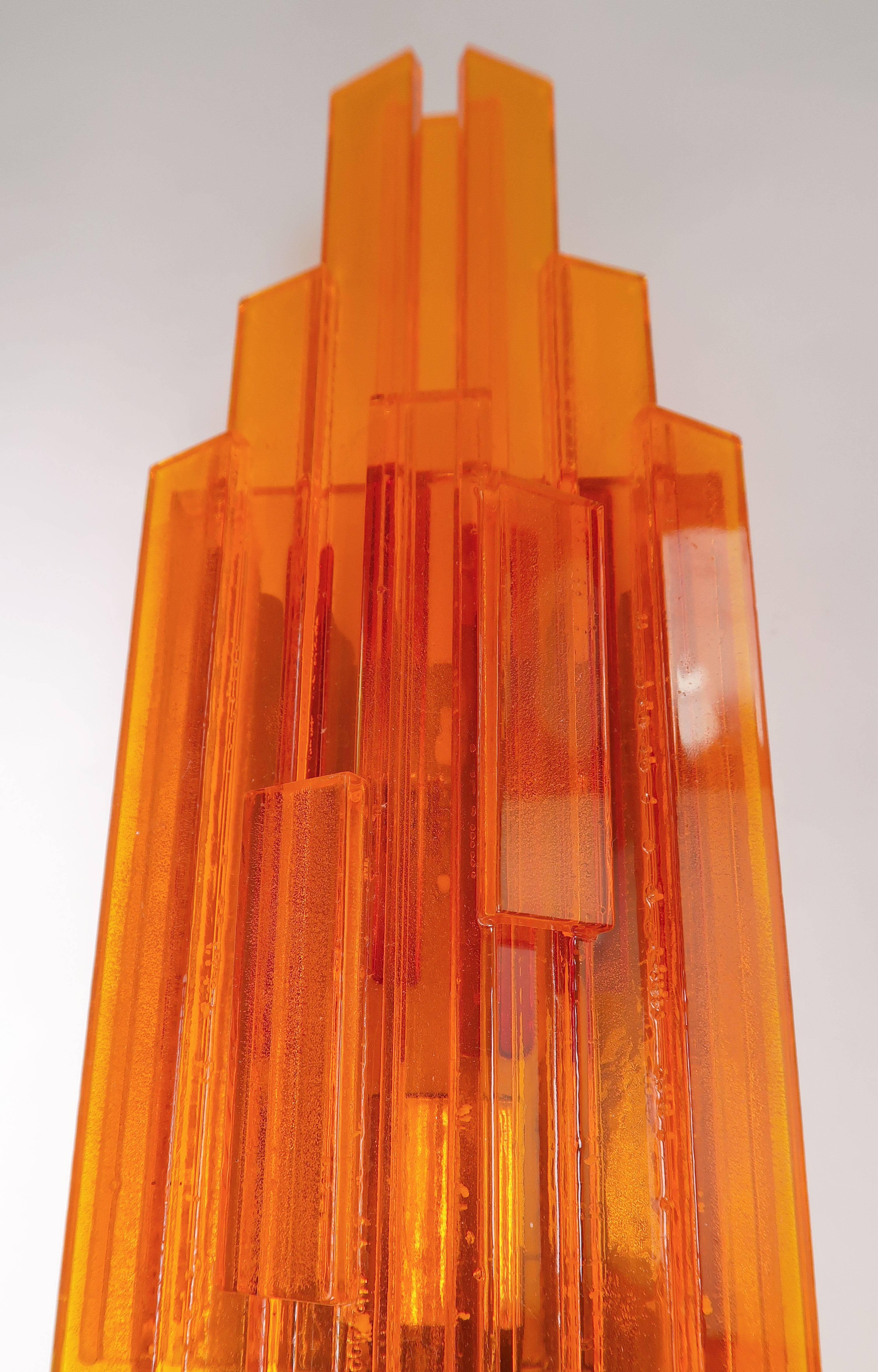 Trio of Danish Space Age Orange Acrylic Wall Lights by Claus Bolby, 1975 1