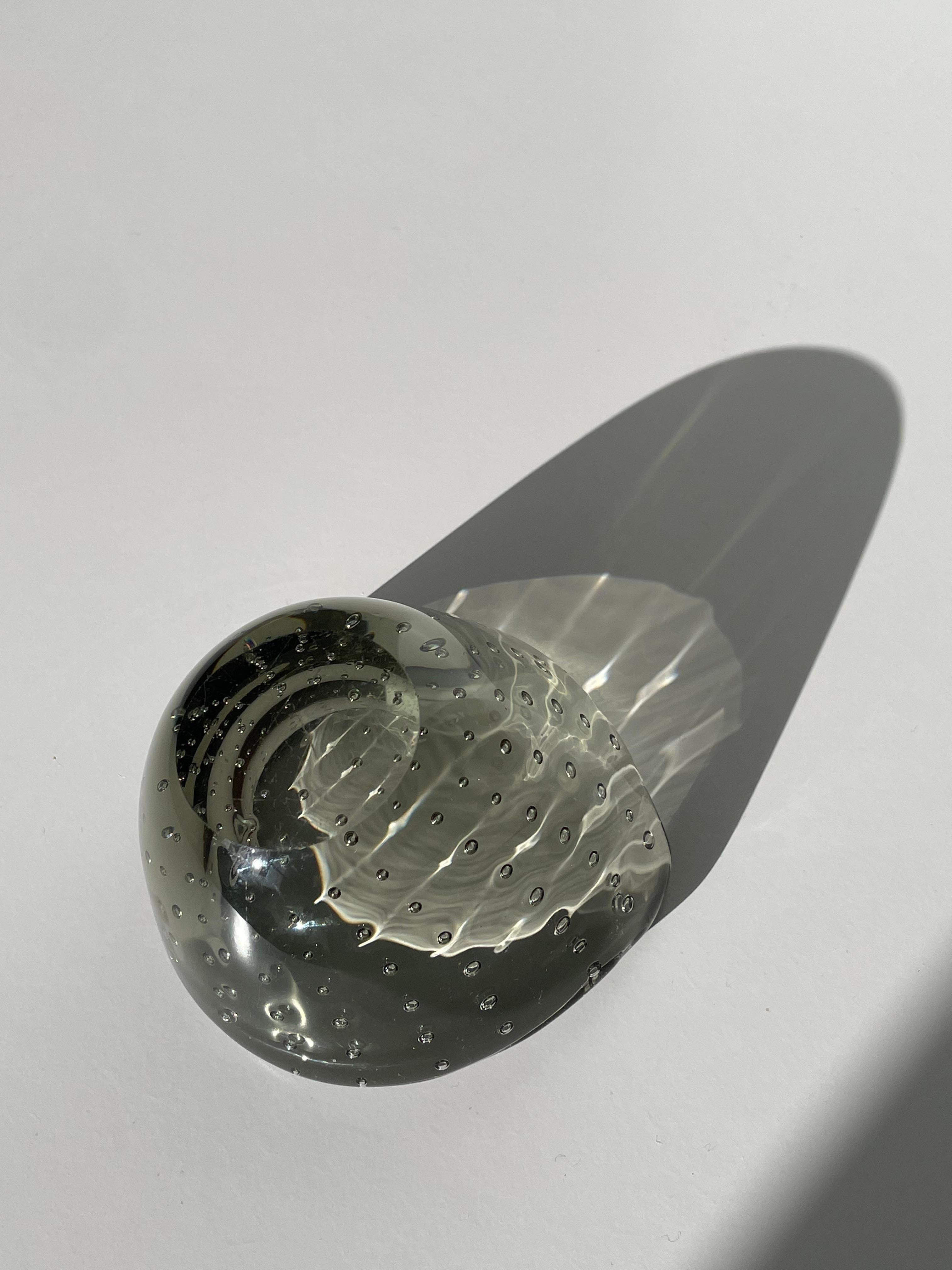 Blown Glass Murano Small Smokey Gray Bubble Glass Vide Poche Bowl, Italy For Sale