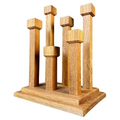 1960s Organic Modern Swedish Folk Art Oak Candelabra