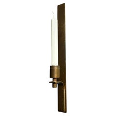 Sleek Scandinavian Brass Candle Sconce, Mid-Century Modern, 1960s