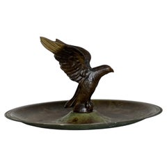 Antique Danish Art Deco Bronze Vide-Poche Dish, Eagle Design, 1930s