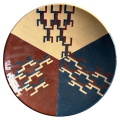Vintage Ceramic Dish with Geometric Decor, circa 1980s
