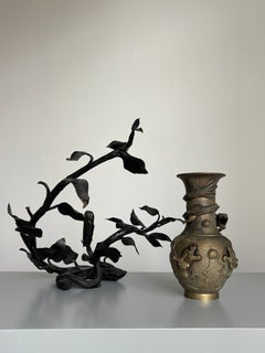 Antique Chinese Brass Dragon Vase, Late 19th Century