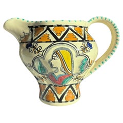 Jarra de cerámica italiana vintage «Cecconi Orvieto» con borde para hielo, década de 1960