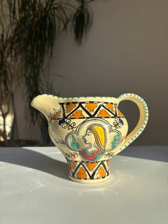 Jarra de cerámica italiana vintage «Cecconi Orvieto» con borde para hielo, década de 1960