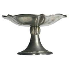 Just Andersen Art Deco Pedestal Bowl, Denmark, 1920s, Organic Relief