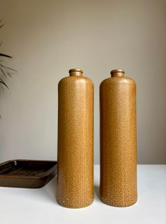 Tall Ceramic Bottle Vases by Max Kruger, Salt Glaze, Germany, 1960s
