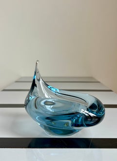 Per Lutken: Kunstglasschale in Aquablau für Holmegaard, 1957, Mid-Century-Stil