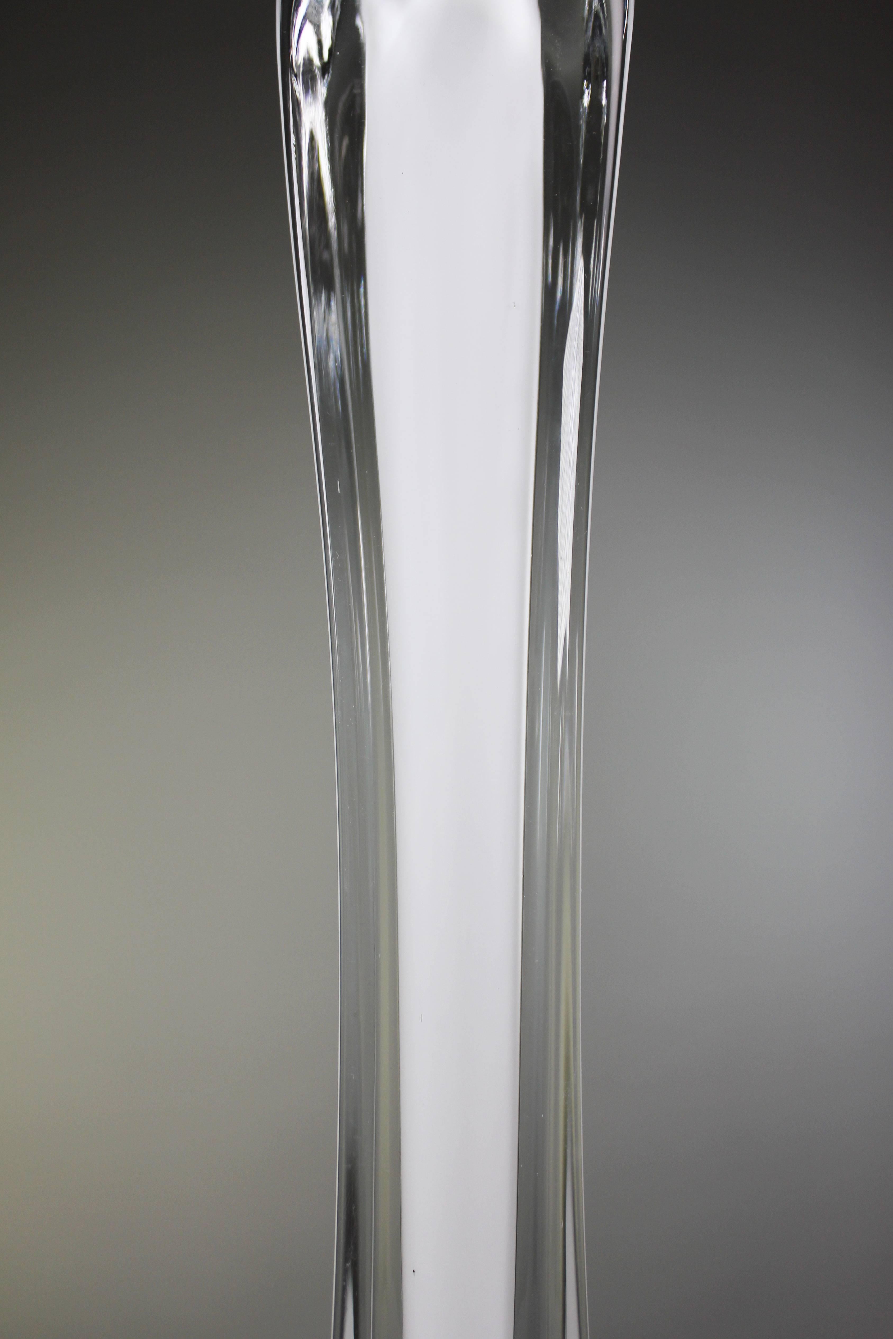 Mid-Century Modern Lampes de table Sommerso en cristal blanc de Whiting, années 1950 en vente