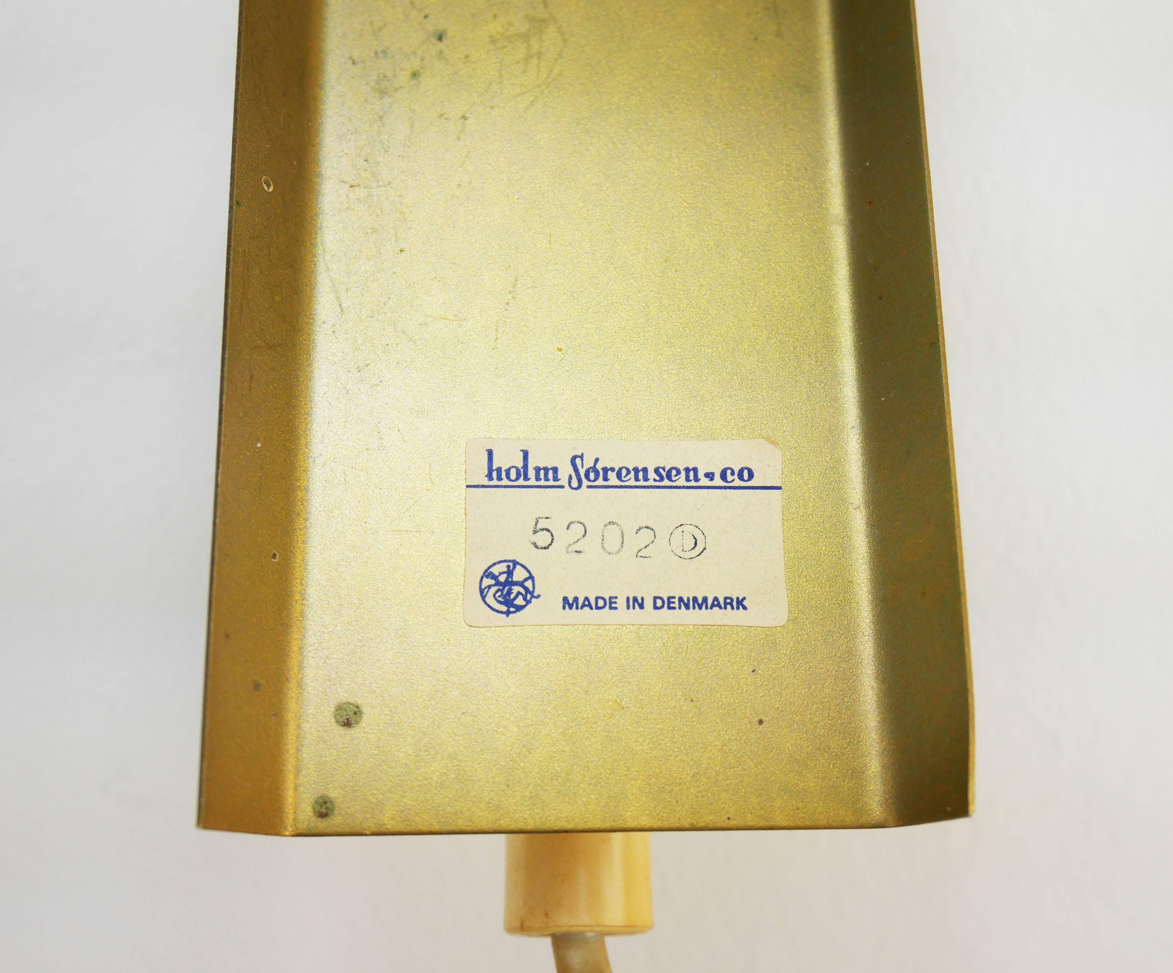 Rare Holm Sorensen Danish Modern Brutalist Brass Leaf Wall Light, 1960s 2