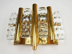 Hans-Agne Jakobsson Wall Light, Brass & Glass, Sweden, 1970s