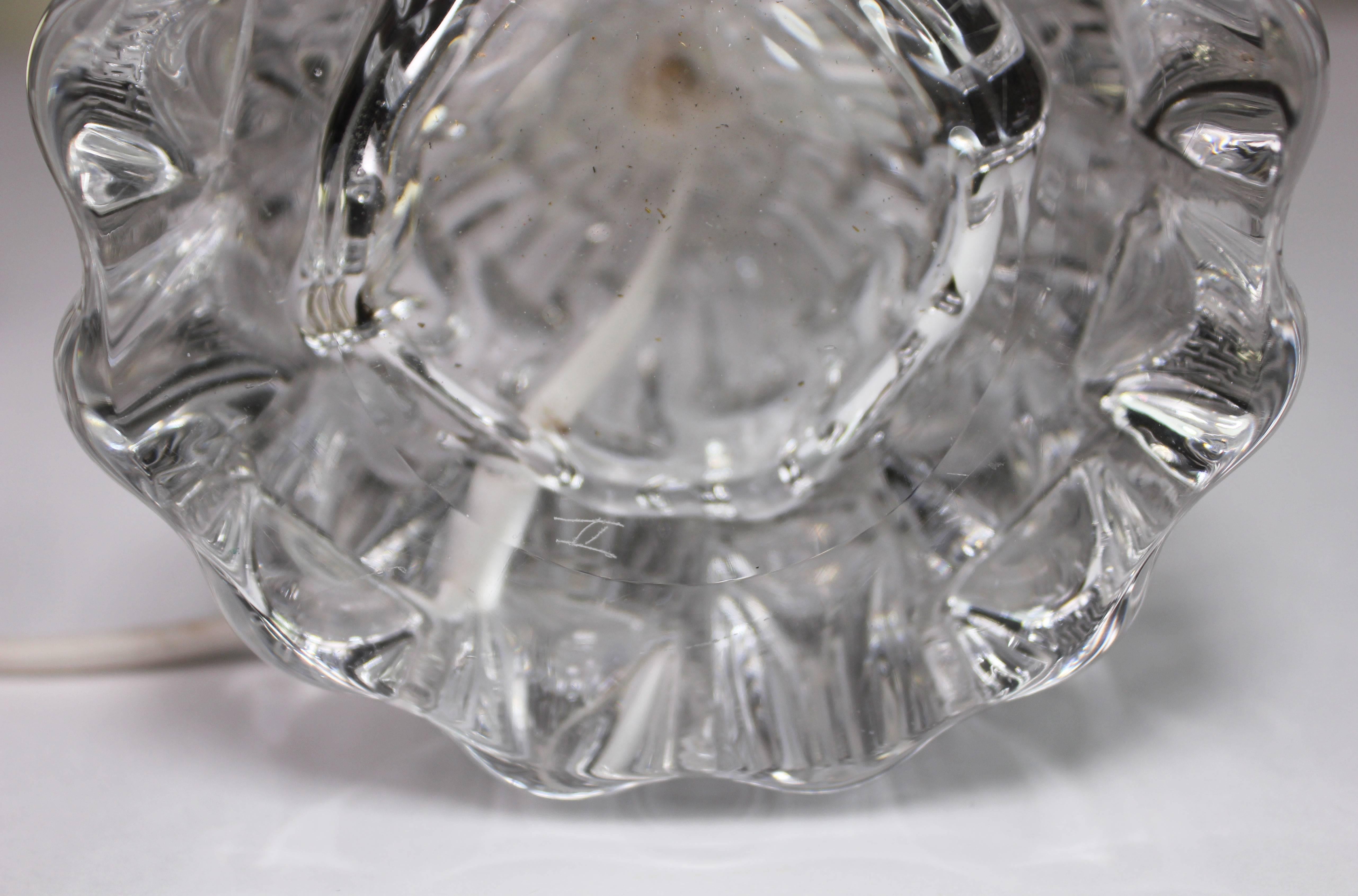 20th Century Swedish Modern Fagerlund, Orrefors Textured Crystal Table Lamp, 1960s For Sale