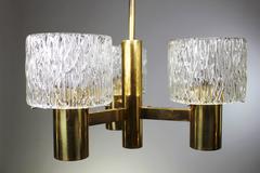 Carl Fagerlund Mid-Century Modern Chandelier, Brass & Glass, Sweden
